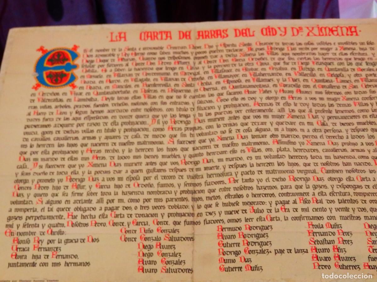Otros Art&iacute;culos de Coleccionismo en Papel: Original Copia de la Carta de Arras del Cid y D&ordf; Jimena - Ximena * Tama&ntilde;o Grande / M. Herranz