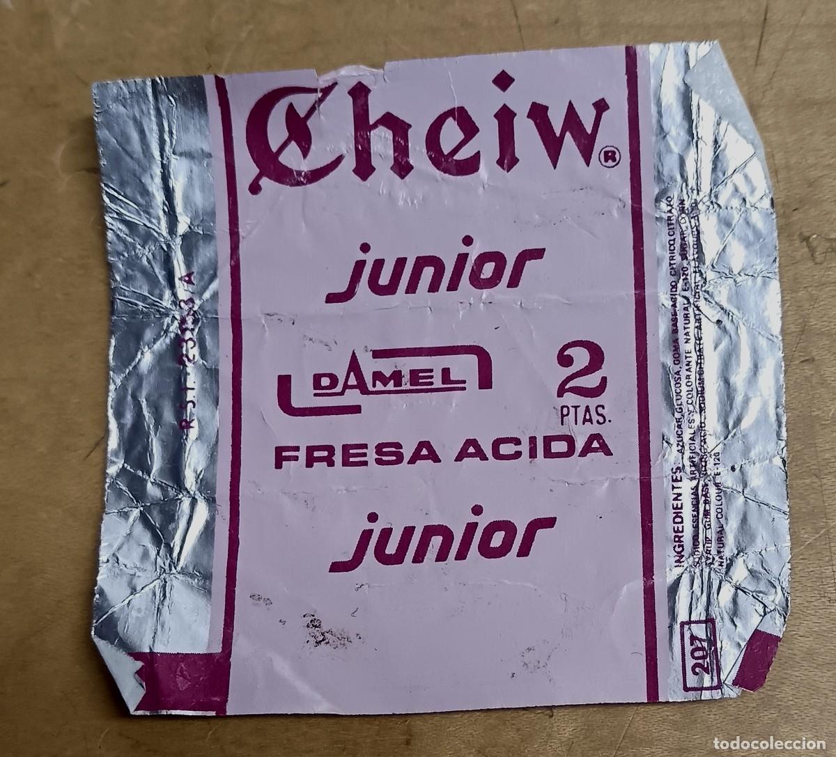 Otros Art&iacute;culos de Coleccionismo en Papel: ENVOLTORIO CHICLE CHEIW JUNIOR FRESA &Aacute;CIDA 6X6 CM.