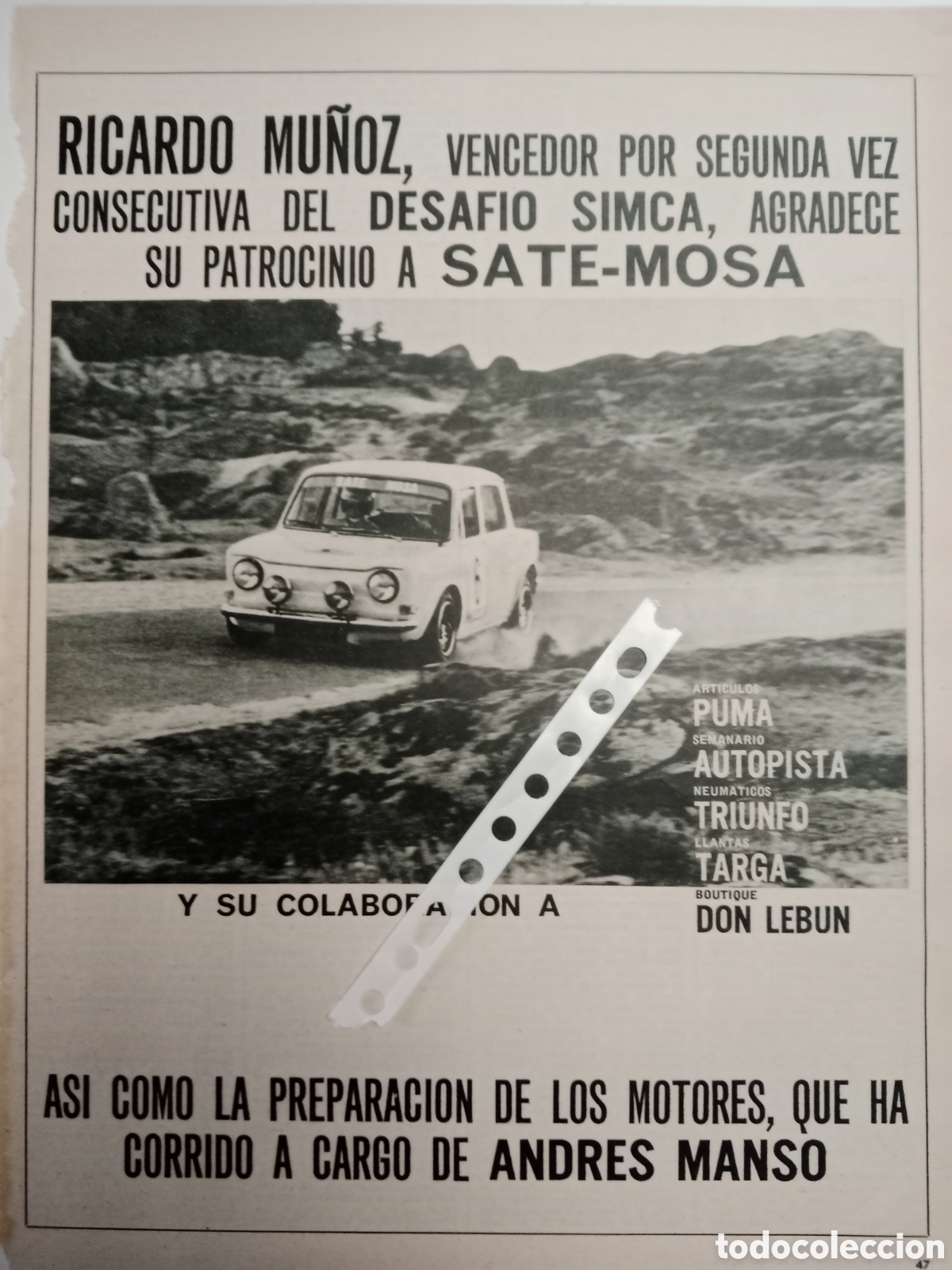 Otros Art&iacute;culos de Coleccionismo en Papel: Publicidad autom&oacute;vil desaf&iacute;o Simca de 1972