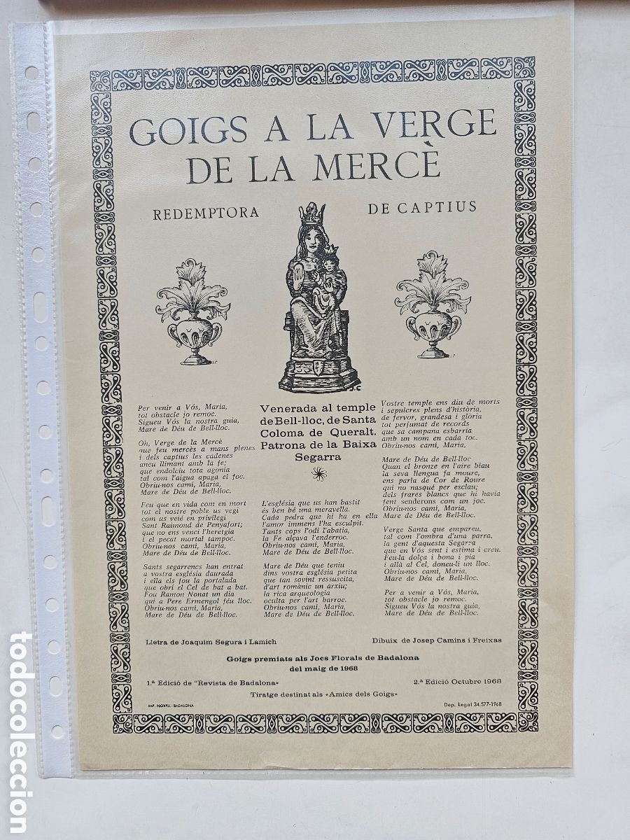 Sammelleidenschaft Andere Papierartikel: Goigs Gozos a la Verge de la Merc&egrave;, revista Badalona 1968