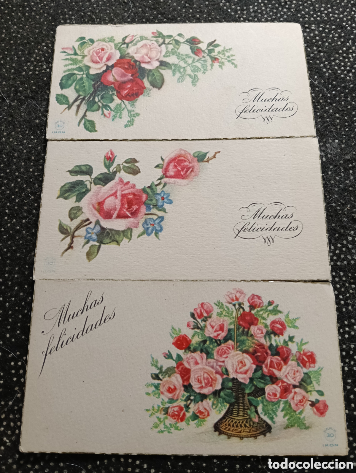 Otros Art&iacute;culos de Coleccionismo en Papel: Tres felicitaciones florales del a&ntilde;o 1947