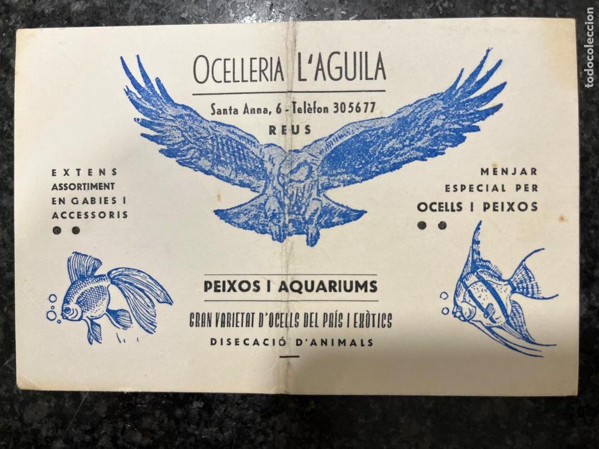 Otros Art&iacute;culos de Coleccionismo en Papel: tarjeta Ocelleria l'Aguila Reus