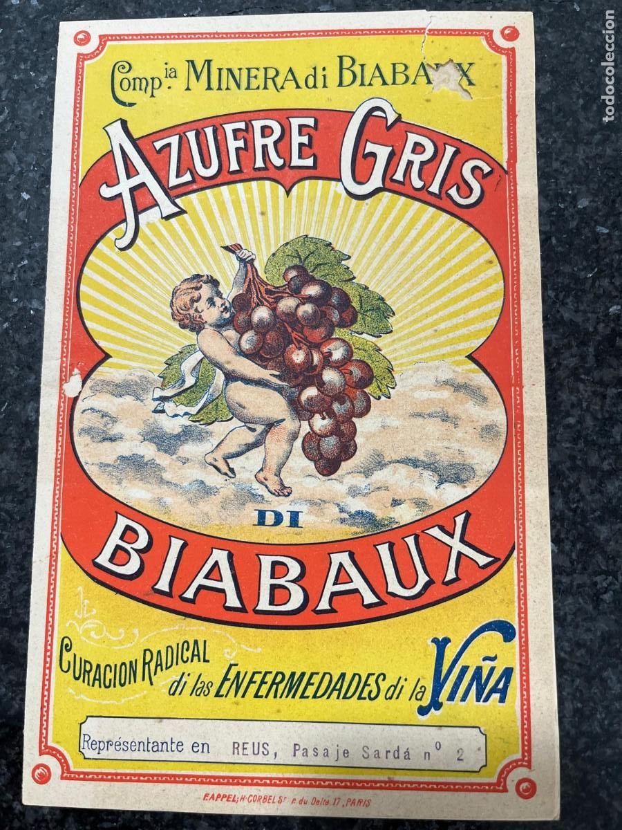 Otros Art&iacute;culos de Coleccionismo en Papel: Azufre Gris Biabaux representante en Reus 13x21 ctms.