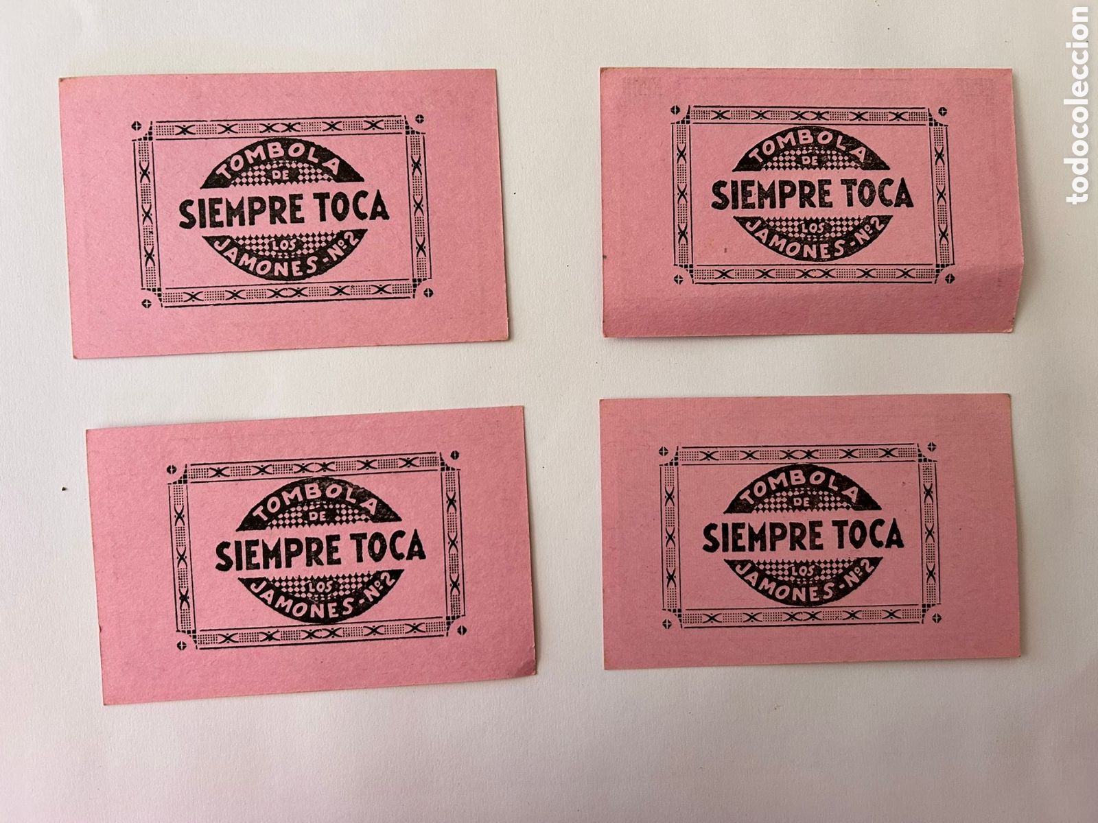 Otros Art&iacute;culos de Coleccionismo en Papel: Lote de 4 papeletas de nombres T&oacute;mbola de los jamones n&ordm; 2 siempre toca - antiguo
