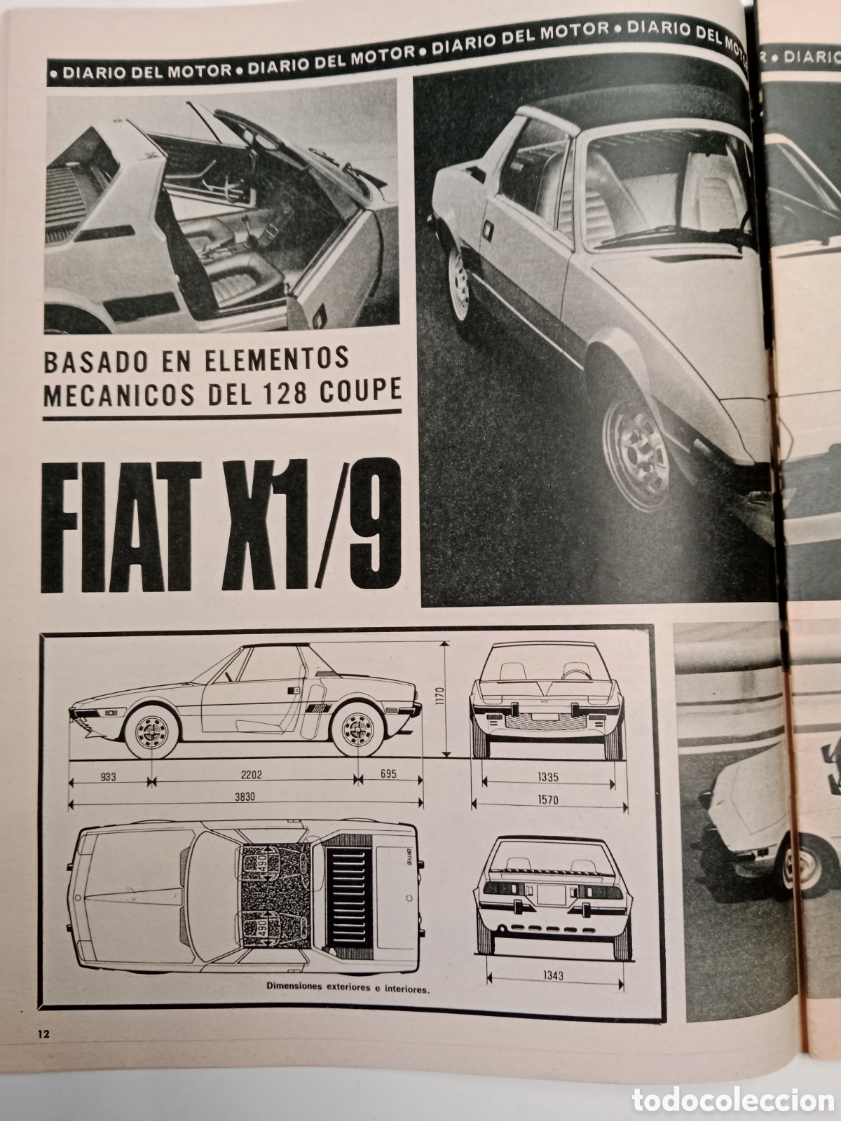 Otros Art&iacute;culos de Coleccionismo en Papel: Reportaje autom&oacute;vil Fiat X1/9 de 1972