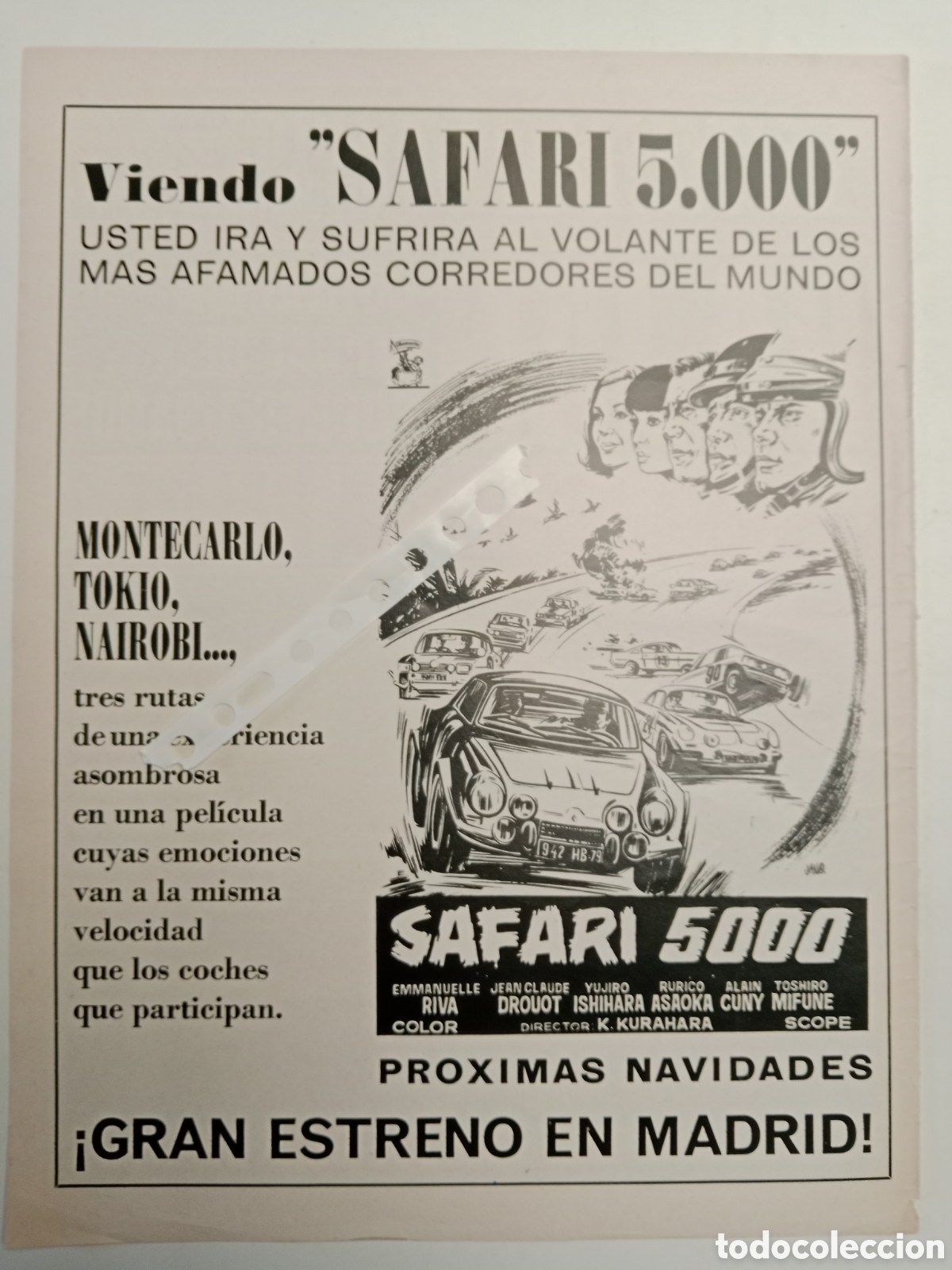 Otros Art&iacute;culos de Coleccionismo en Papel: Publicidad pel&iacute;cula safari 5000 de 1972 autom&oacute;vil
