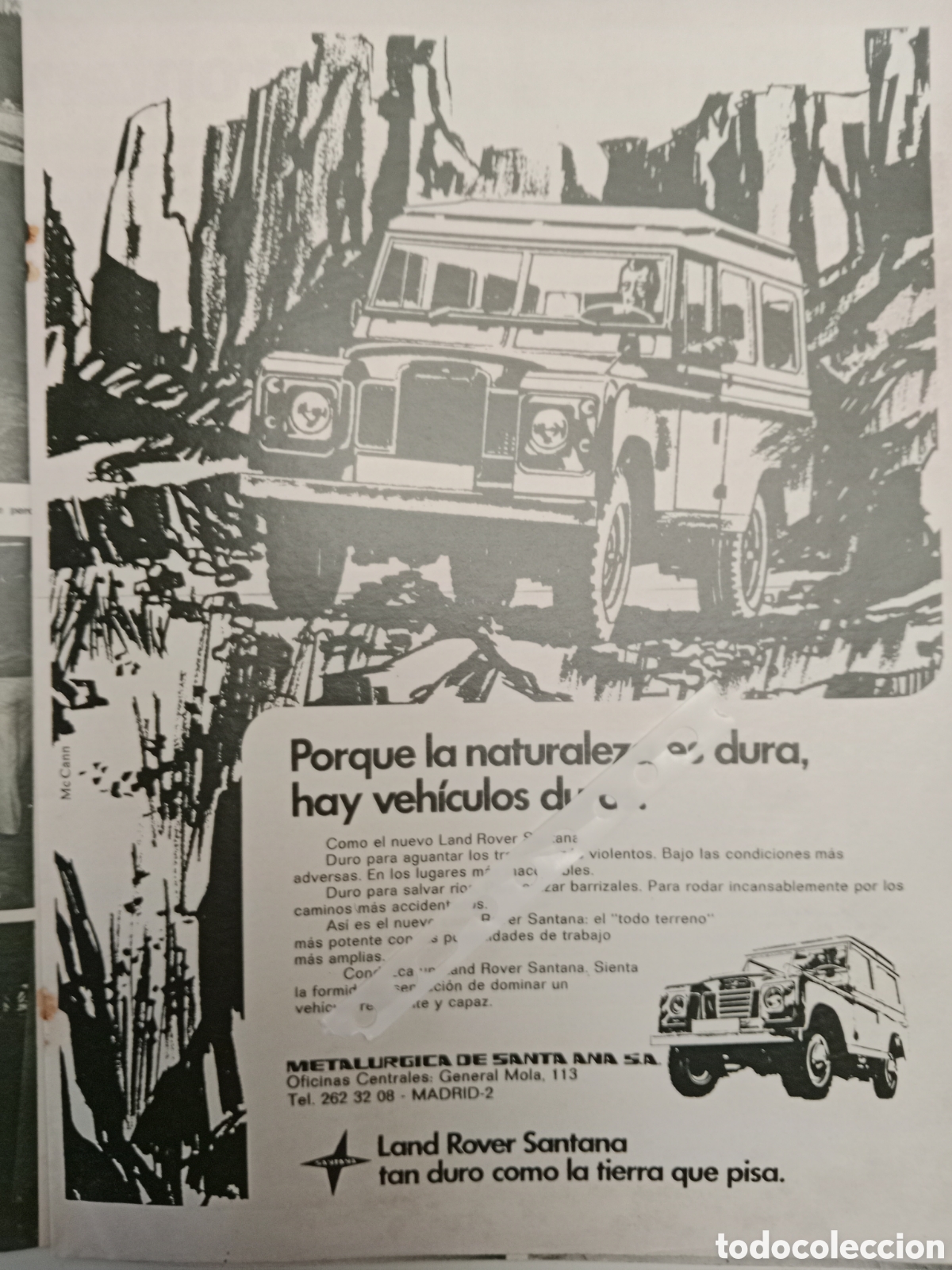 Otros Art&iacute;culos de Coleccionismo en Papel: Publicidad autom&oacute;vil todoterreno land Rover Santana de 1974