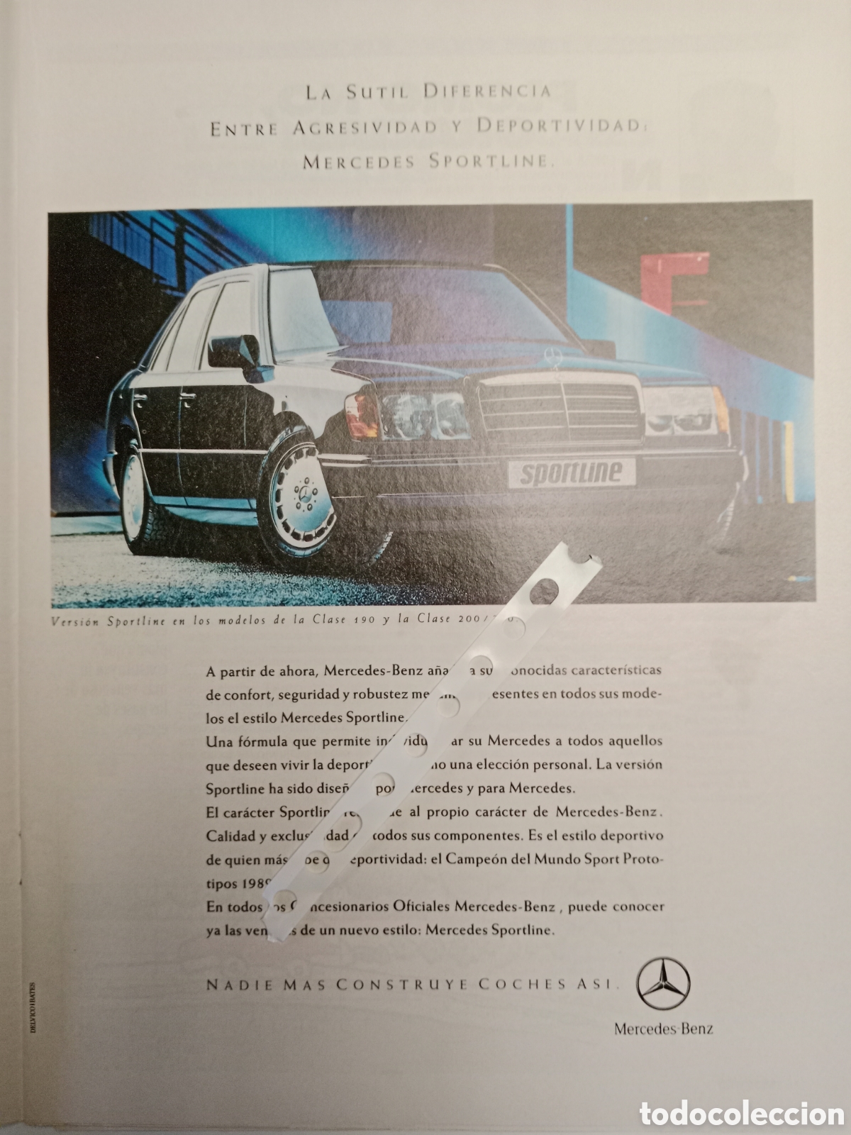 Otros Art&iacute;culos de Coleccionismo en Papel: Publicidad autom&oacute;vil mercedes Benz sporline de 1990