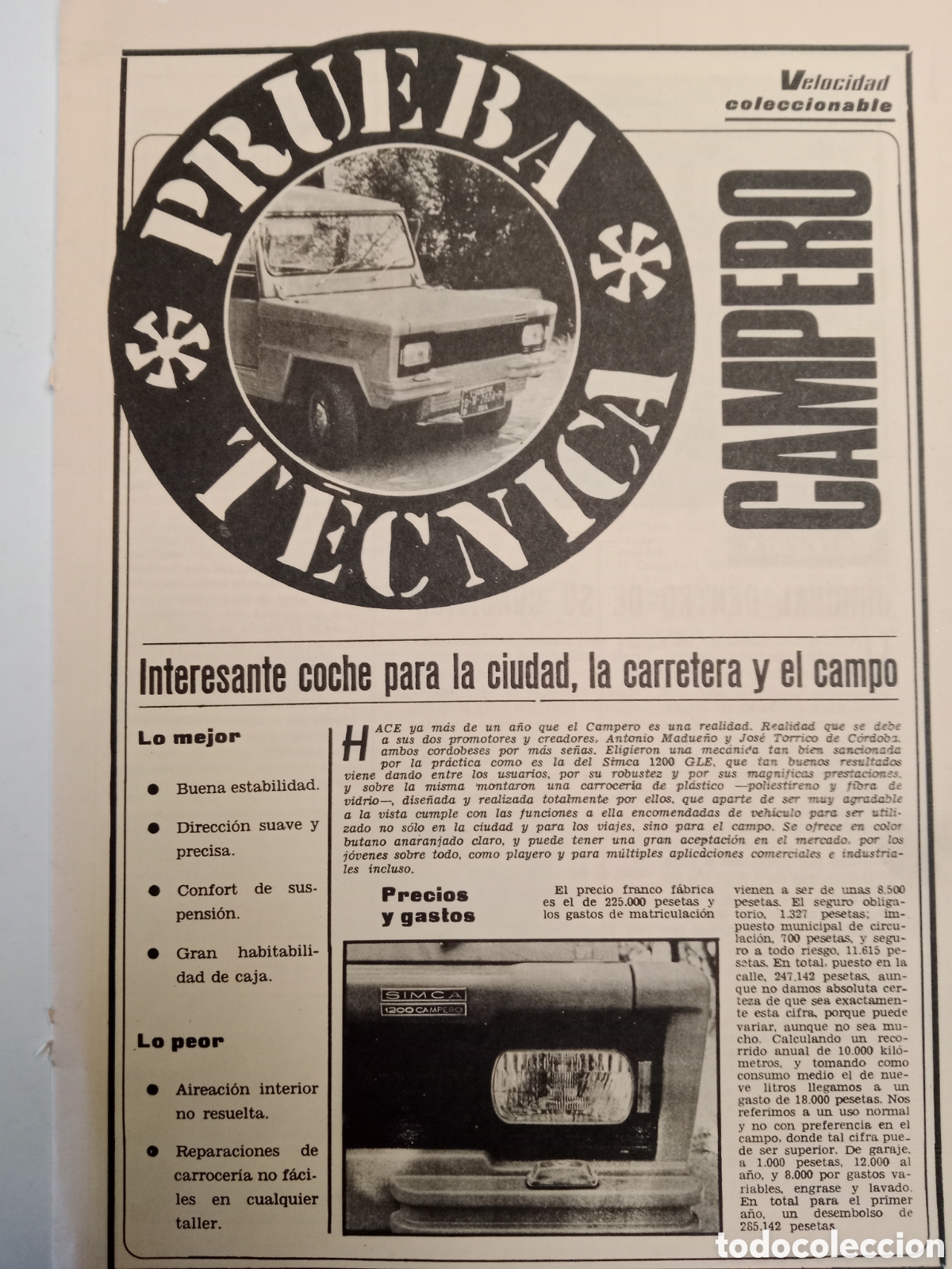 Otros Art&iacute;culos de Coleccionismo en Papel: Fasc&iacute;culo autom&oacute;vil campero 1974