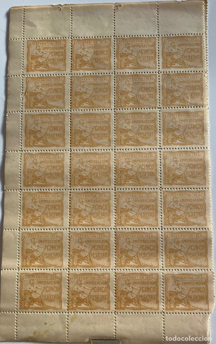 Outros artigos de papel: 152 CUPONES, VI&Ntilde;ETAS DE COOPERATIVA IDEAL, IMPOSICION DE CINCO PESETAS, ANTIGUOS
