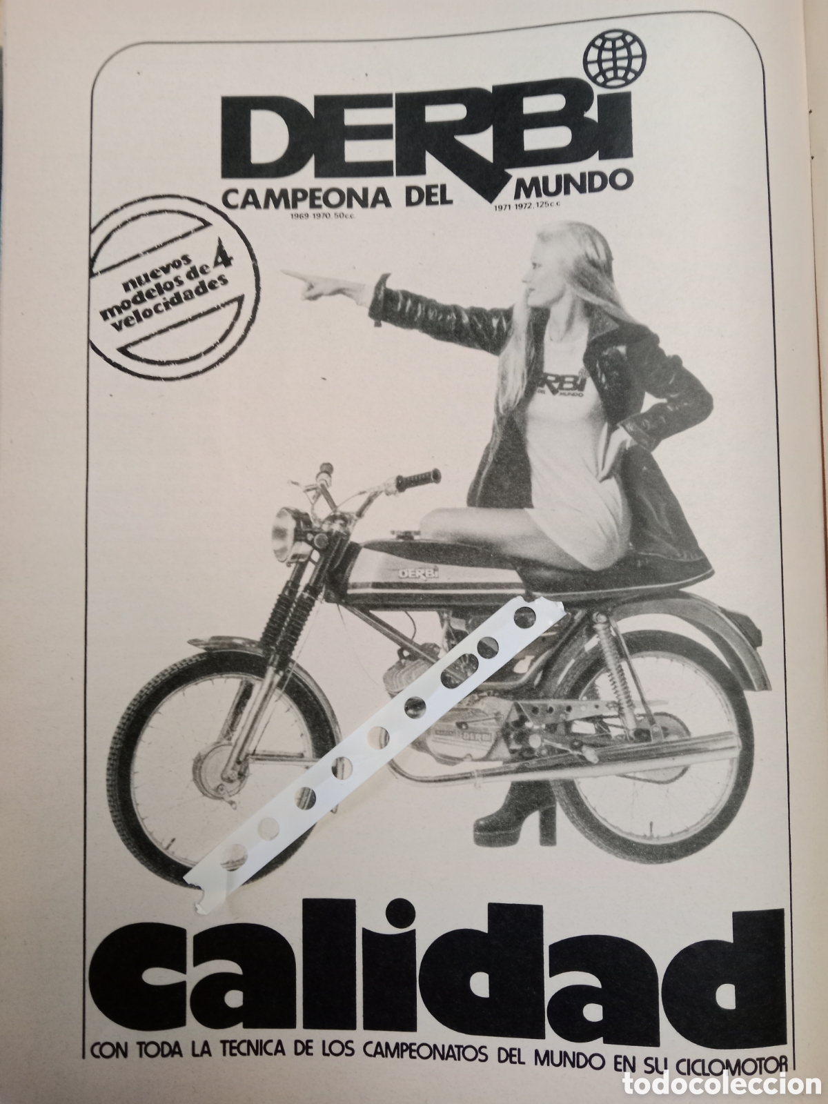 Otros Art&iacute;culos de Coleccionismo en Papel: Publicidad motocicleta ciclomotor derbi de 1975