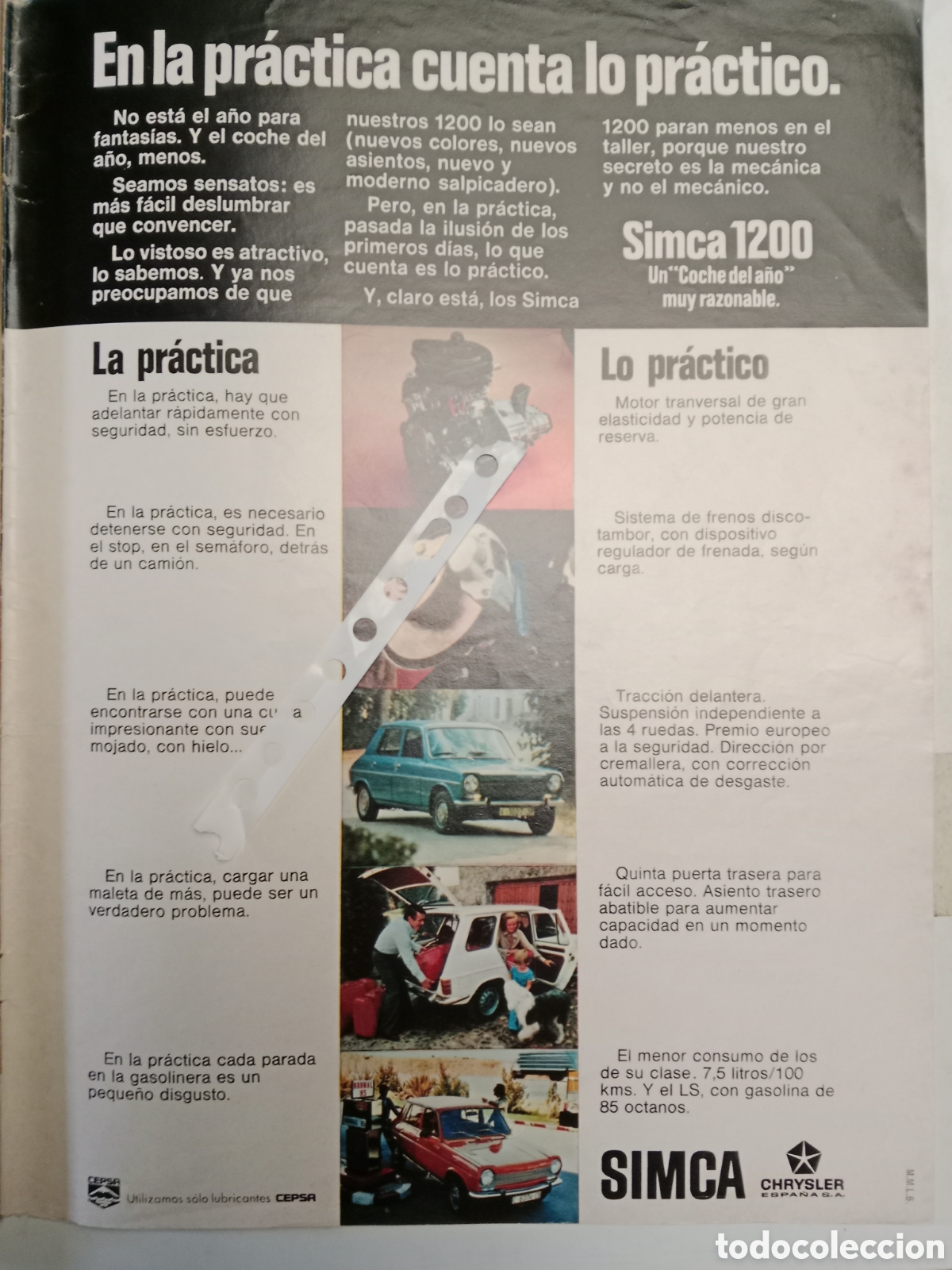 Otros Art&iacute;culos de Coleccionismo en Papel: Publicidad autom&oacute;vil Simca 1200 de 1975
