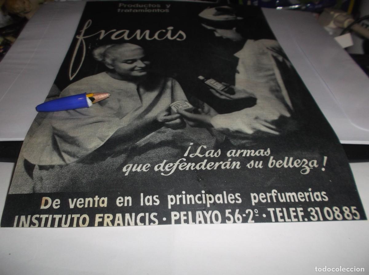 Otros Art&iacute;culos de Coleccionismo en Papel: RECORTE PUBLICIDAD A&Ntilde;O 1951.- PRODUCTOS Y TRATAMIENTOS FRANCIS - BARCLONA