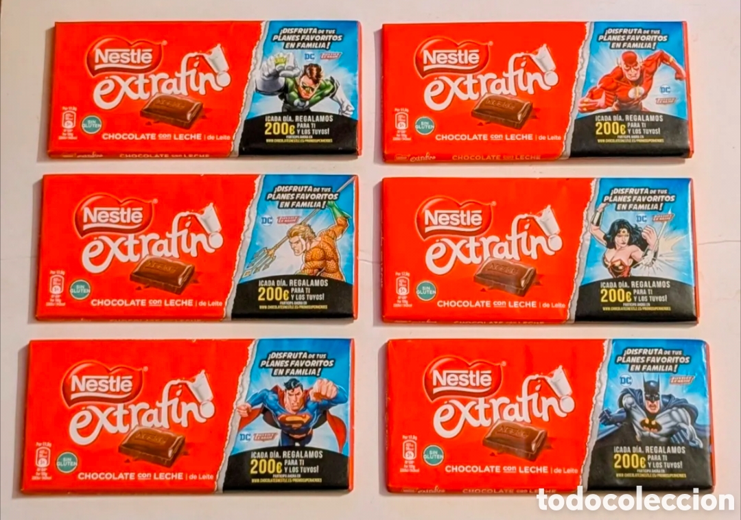Otros Art&iacute;culos de Coleccionismo en Papel: Colecci&oacute;n completa Envoltorio sin abrir Chocolate Nestl&eacute; Extrafino Super H&eacute;roes DC. MARVEL