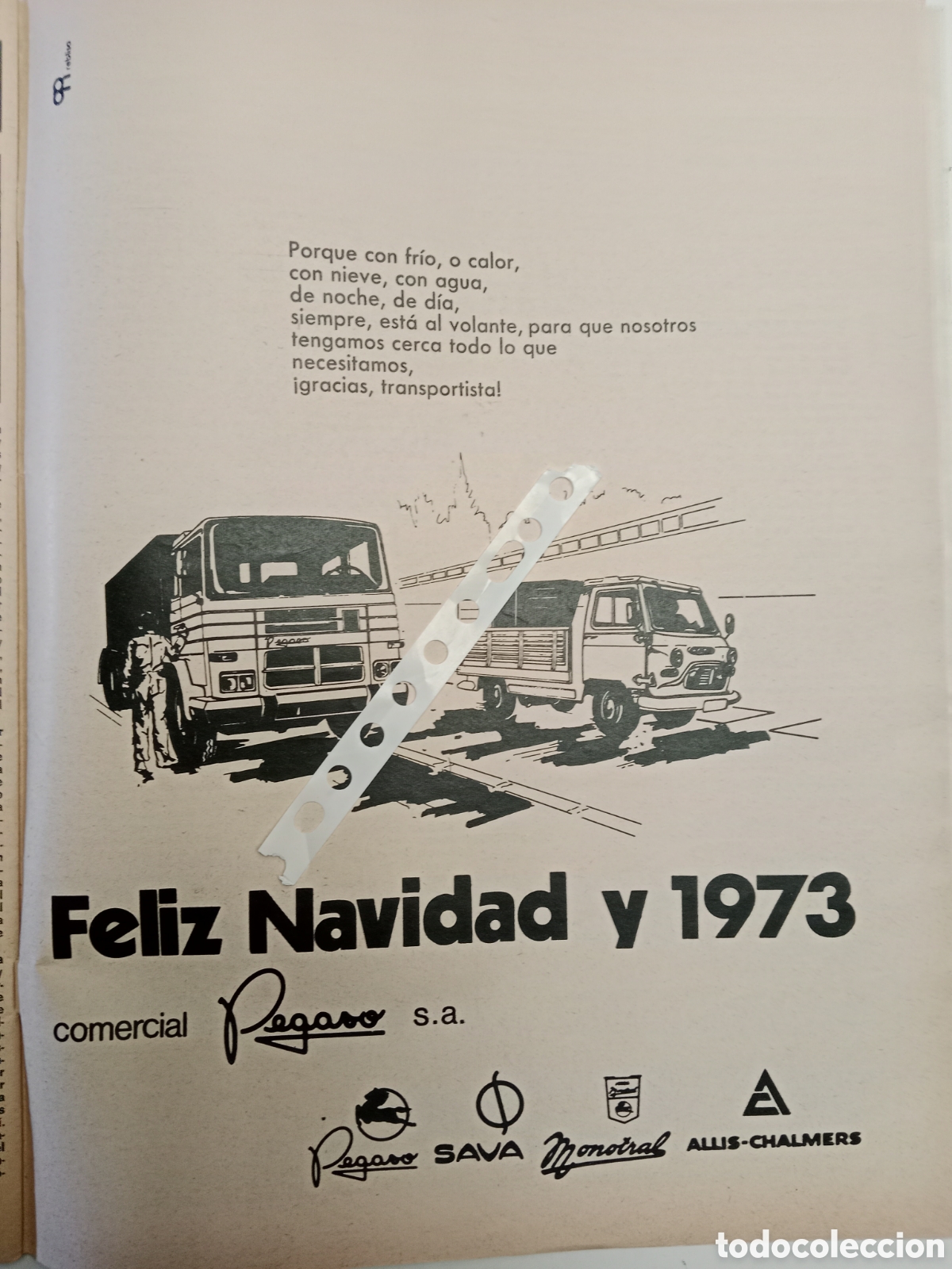 Collectionnisme Papier divers: Publicidad cami&oacute;n Pegaso furgoneta sava de 1972