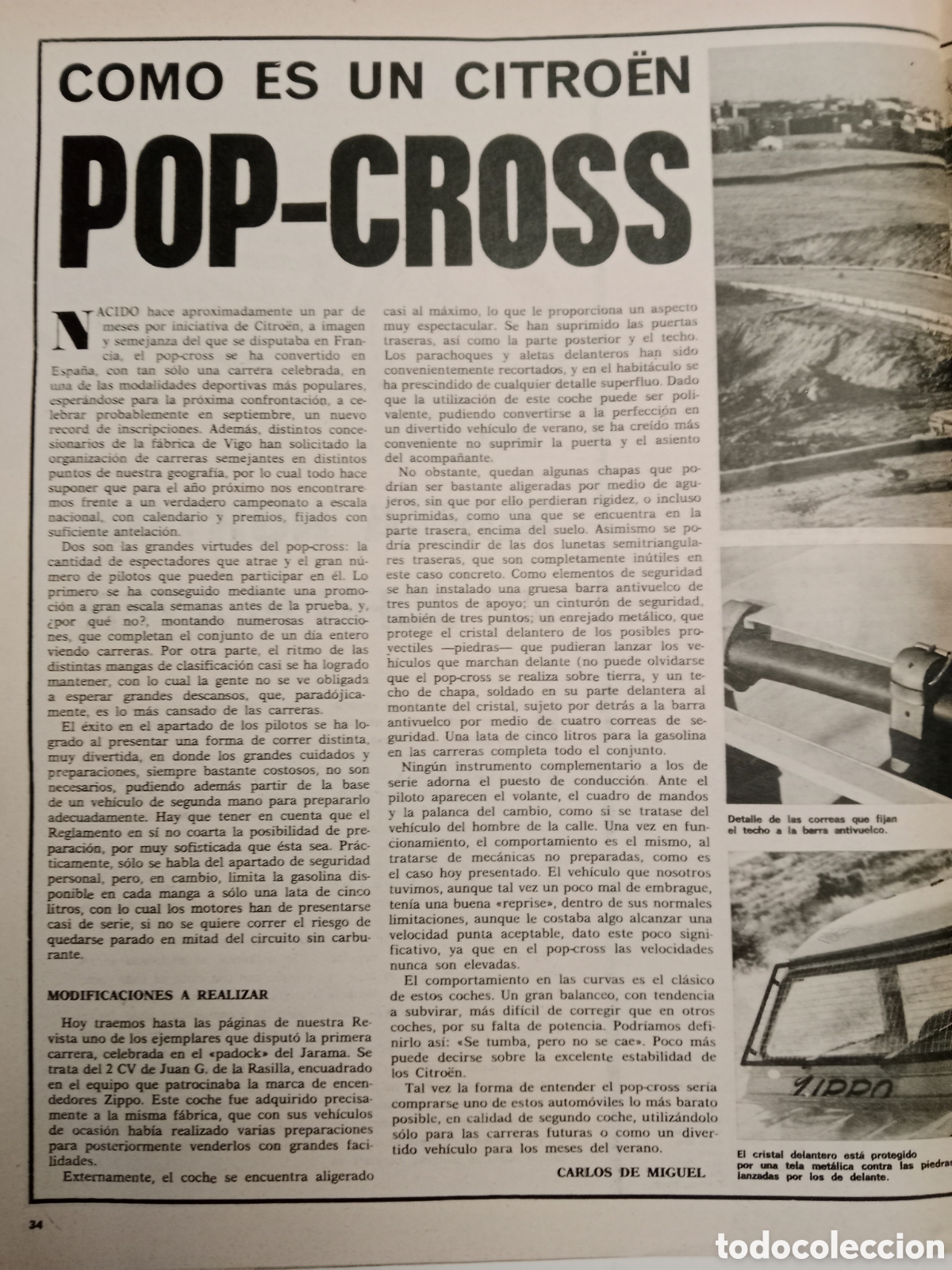 Collectionnisme Papier divers: Reportaje autom&oacute;vil Citroen 2 CV pop Cross de 1974