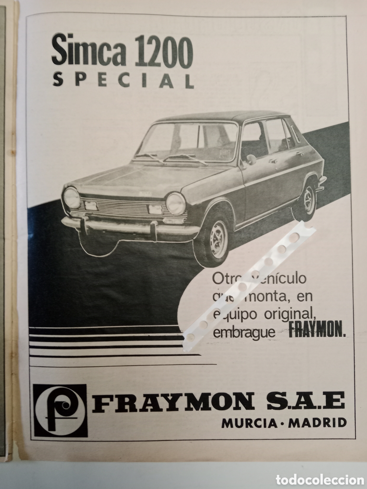 Collectionnisme Papier divers: Publicidad embragues fraymon de 1972 autom&oacute;vil Simca 1200