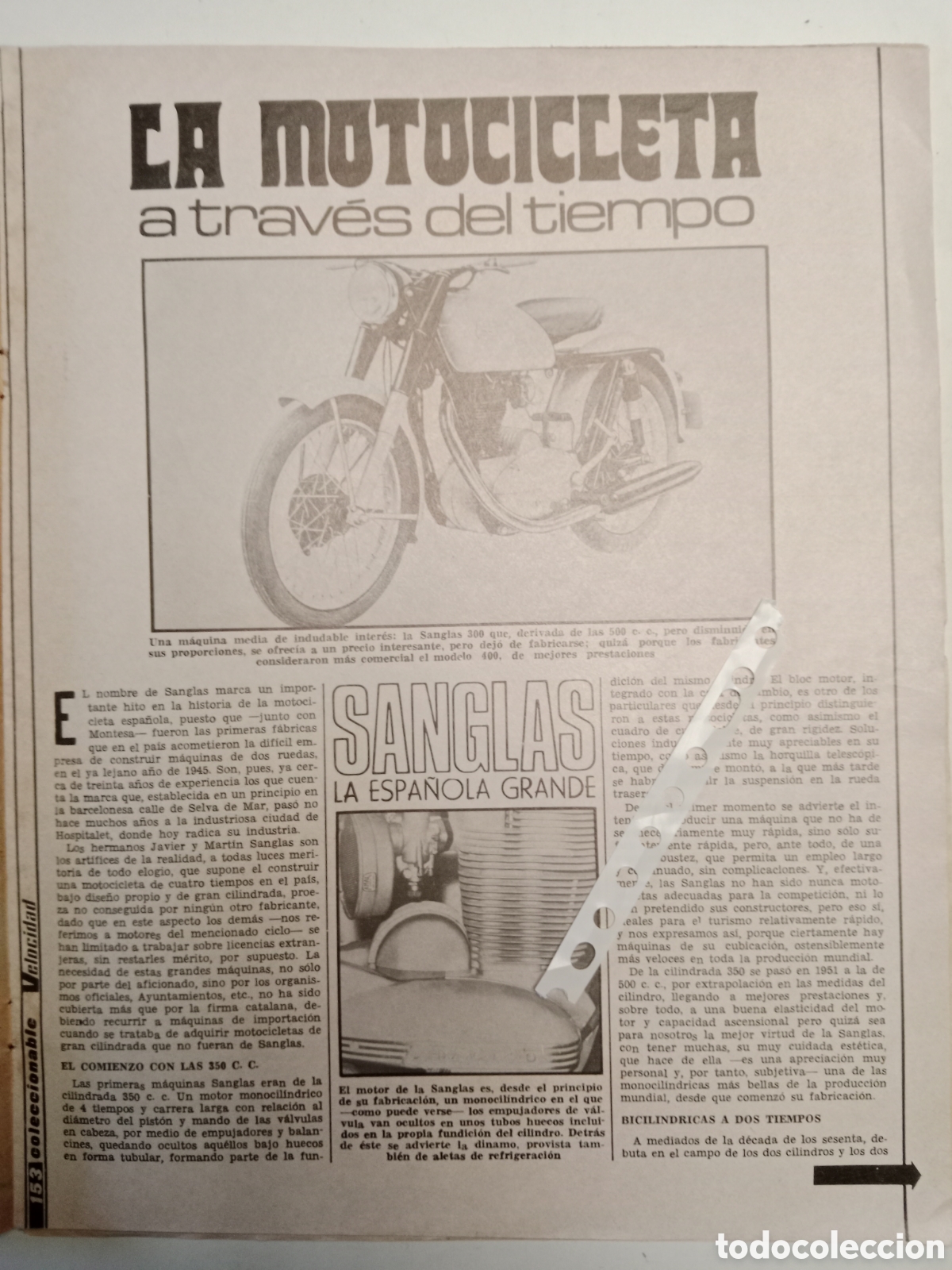 Collectionnisme Papier divers: Reportaje motocicleta sanglas de 1974