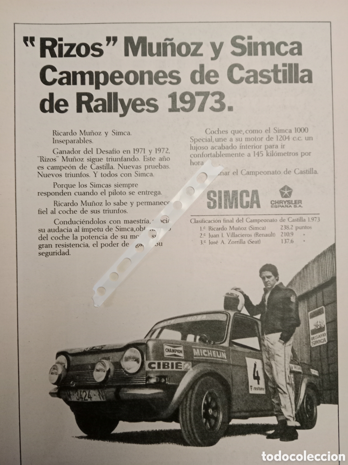 Otros Art&iacute;culos de Coleccionismo en Papel: Publicidad autom&oacute;vil Simca de 1973