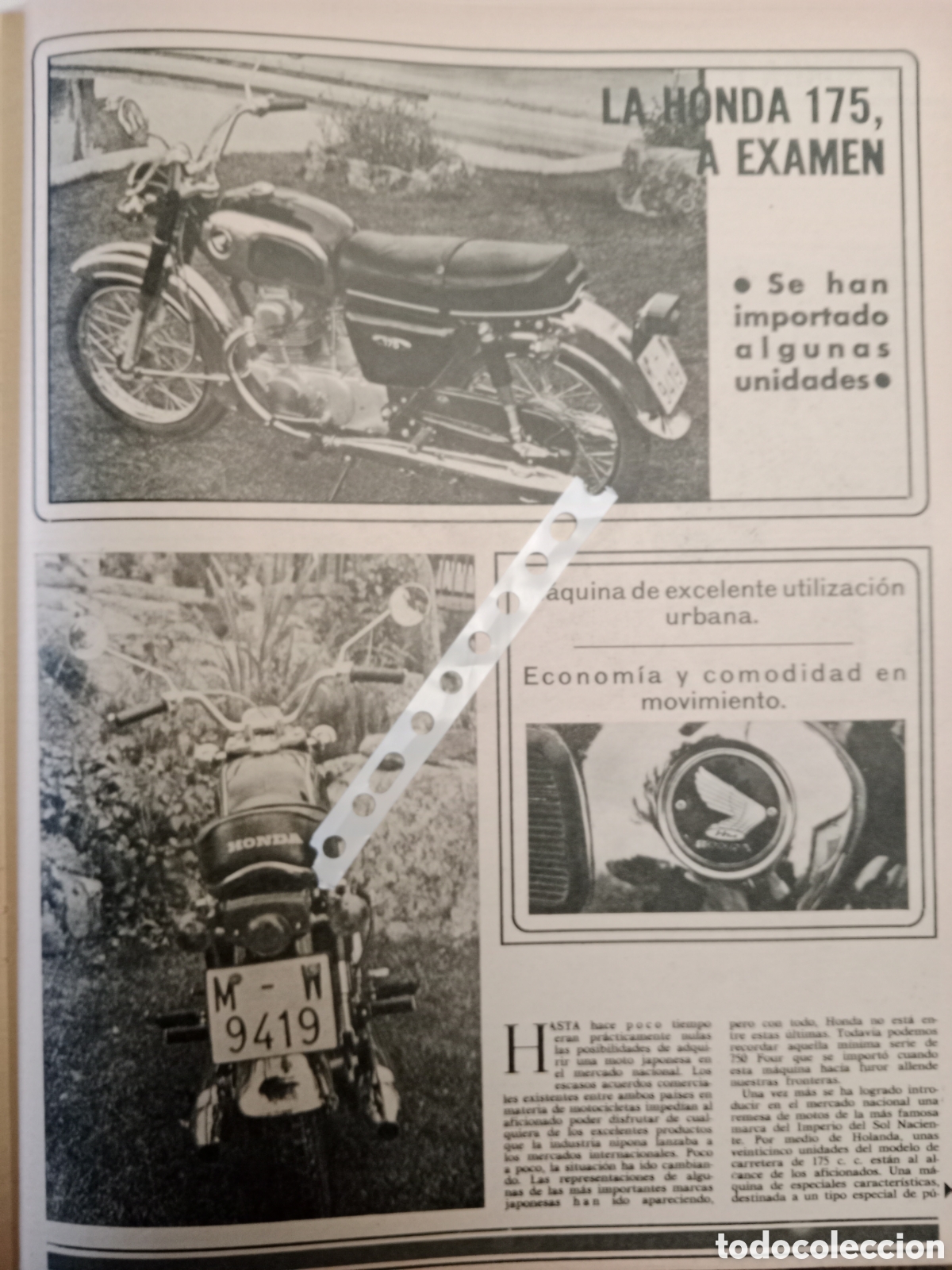 Otros Art&iacute;culos de Coleccionismo en Papel: Reportaje motocicleta honda 175 de 1973