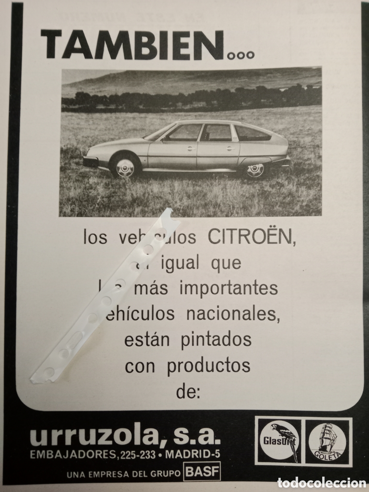 Otros Art&iacute;culos de Coleccionismo en Papel: Publicidad pintura urruzola glasurif de 1977 autom&oacute;vil Citroen