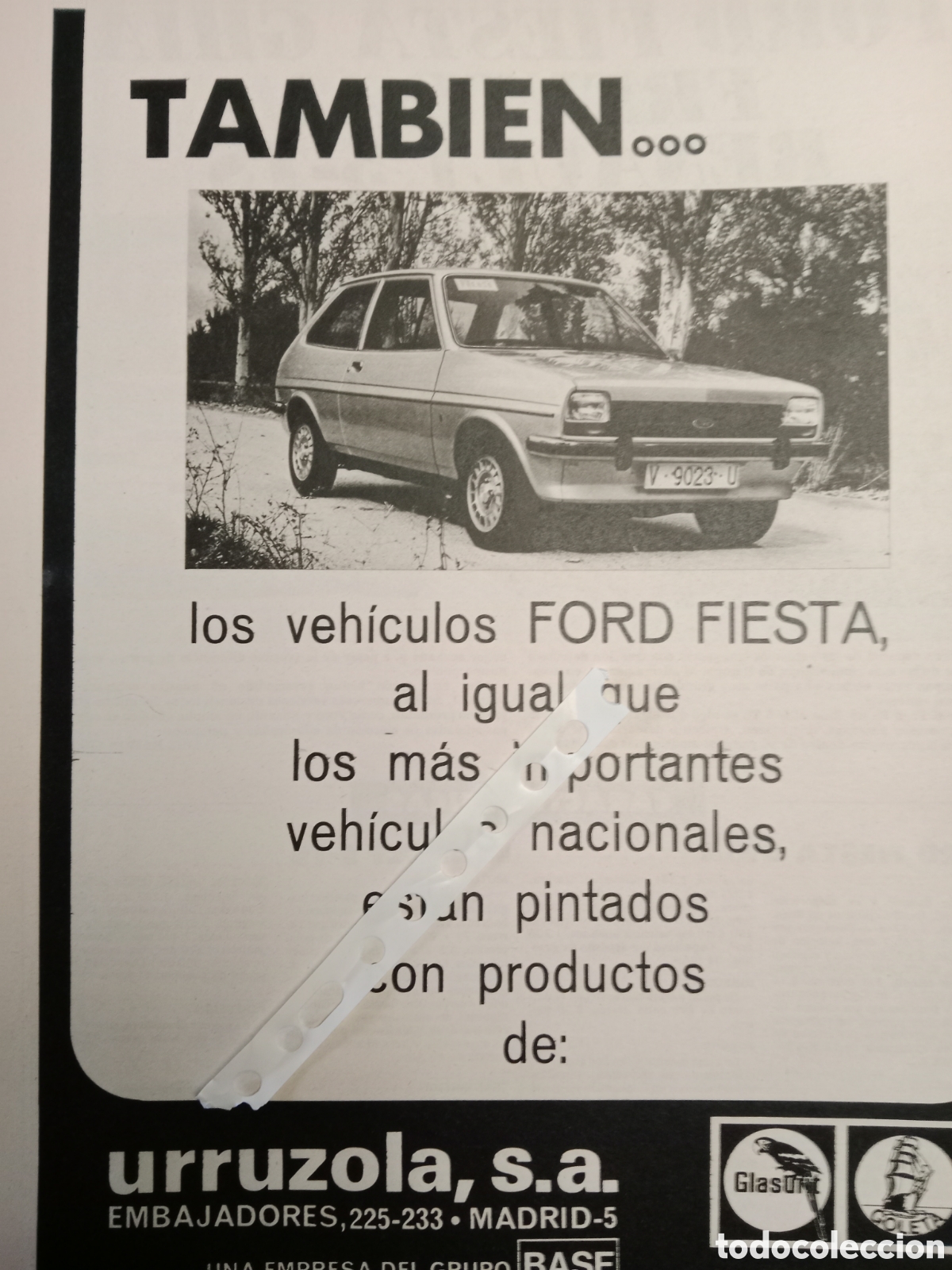 Otros Art&iacute;culos de Coleccionismo en Papel: Publicidad pintura urruzola glasurif de 1976 automovil Ford fiesta