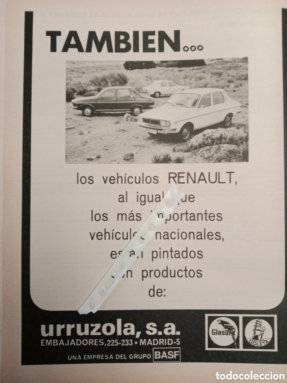 Otros Art&iacute;culos de Coleccionismo en Papel: Publicidad pintura urruzola glasurif de 1976 autom&oacute;vil Renault