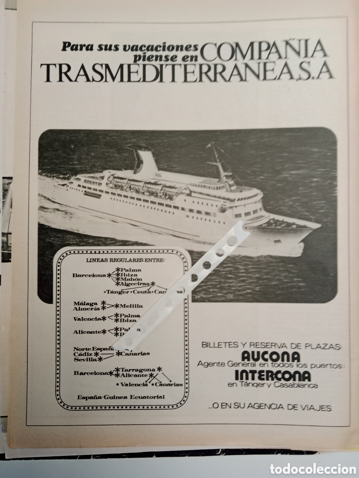 Otros Art&iacute;culos de Coleccionismo en Papel: Publicidad barco compa&ntilde;&iacute;a transmediterr&aacute;nea de 1976