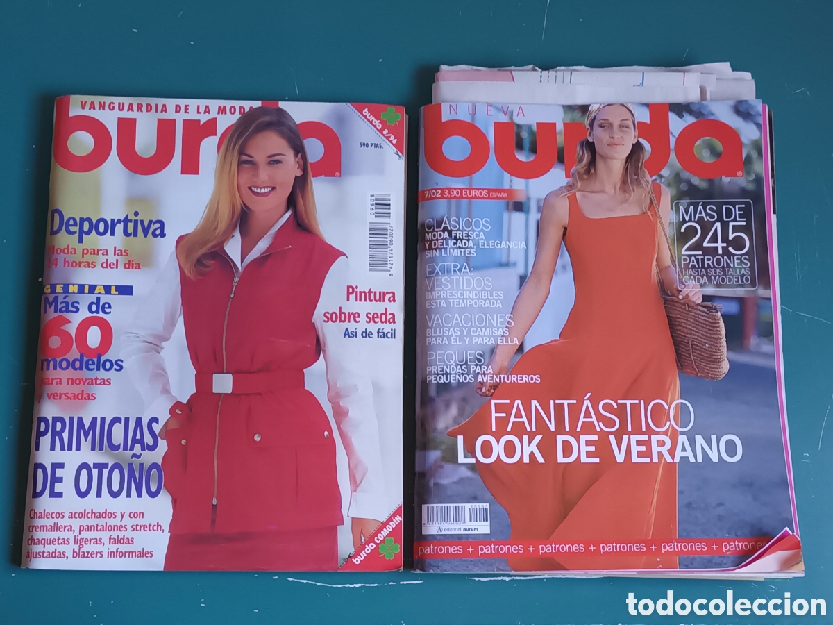 Otros Art&iacute;culos de Coleccionismo en Papel: Revistas BURDA N&deg;7 2002 Y N&deg;8 1996. Costura y confecci&oacute;n blusas faldas chalecos pantalones patchwork