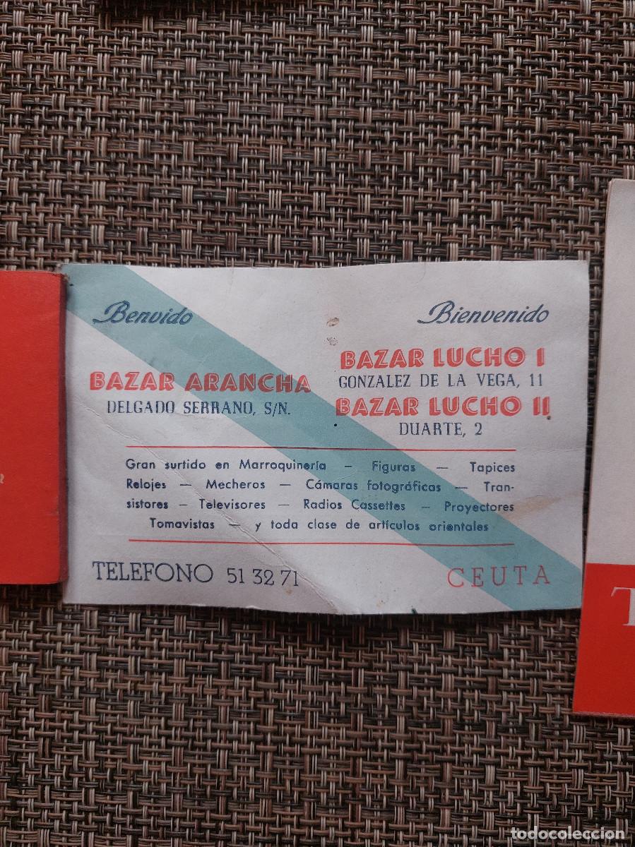 Collectionnisme Papier divers: Tarjeta de visita a&ntilde;os 70 Ceuta Bazar Arancha Bazar Lucho bandera de Galicia