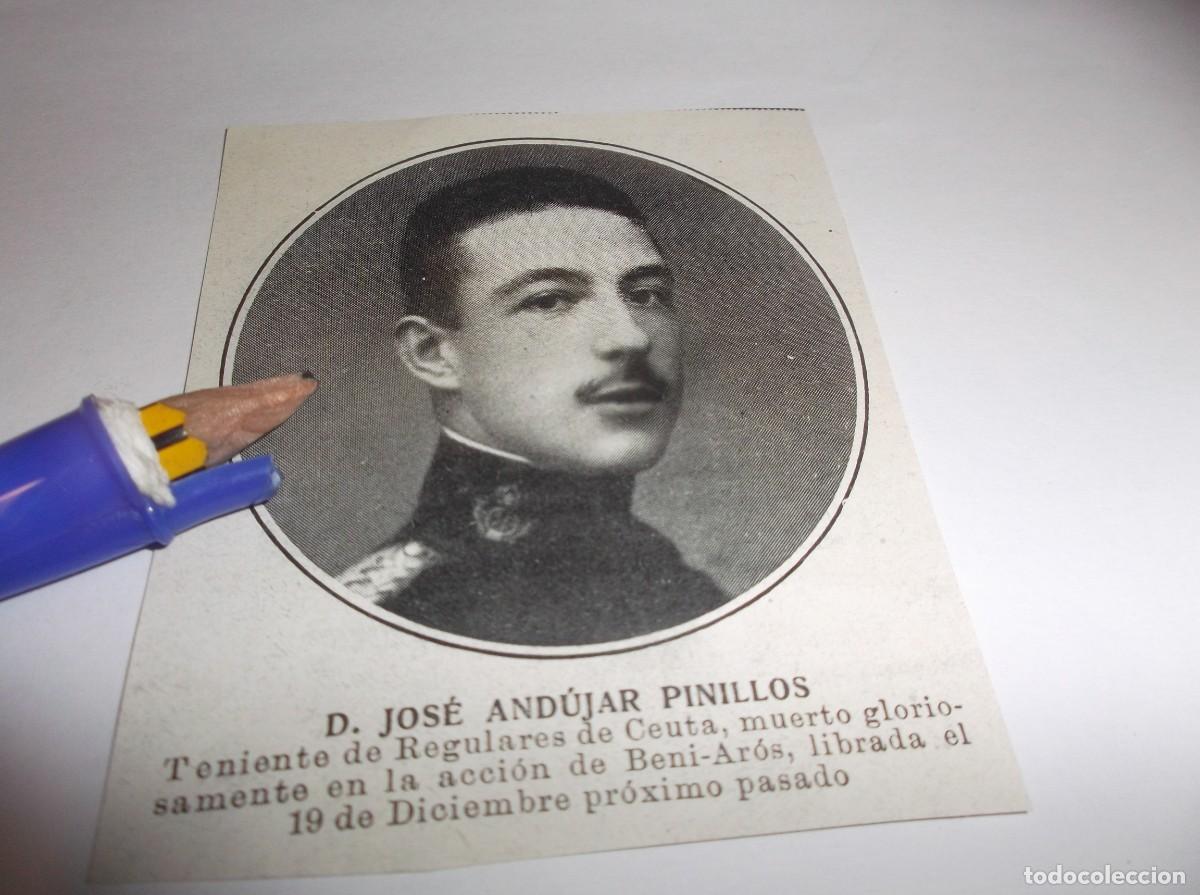 Collectionnisme Papier divers: RECORTE A&Ntilde;O 1921.D.JOS&Eacute; AND&Uacute;JAR PINILLOS,TENIENTE DE REGULARES DE CEUTA ,MUERTO EN BENI-AR&Oacute;S