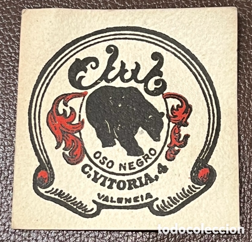 Otros Art&iacute;culos de Coleccionismo en Papel: Posavasos. CLUB OSO NEGRO. Valencia. A&ntilde;os 70.