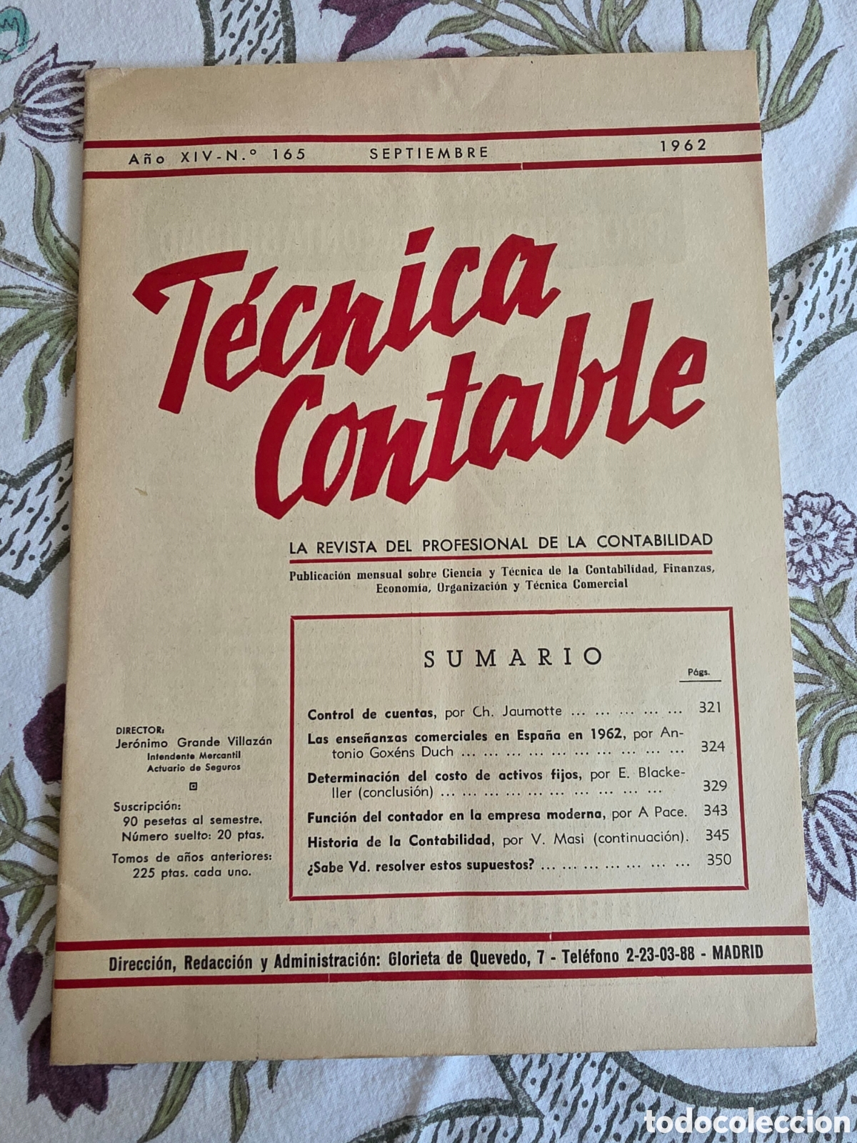 Otros Art&iacute;culos de Coleccionismo en Papel: Revista T&Eacute;CNICA CONTABLE (1962) - Ejemplar de Cortes&iacute;a / Coleccionismo