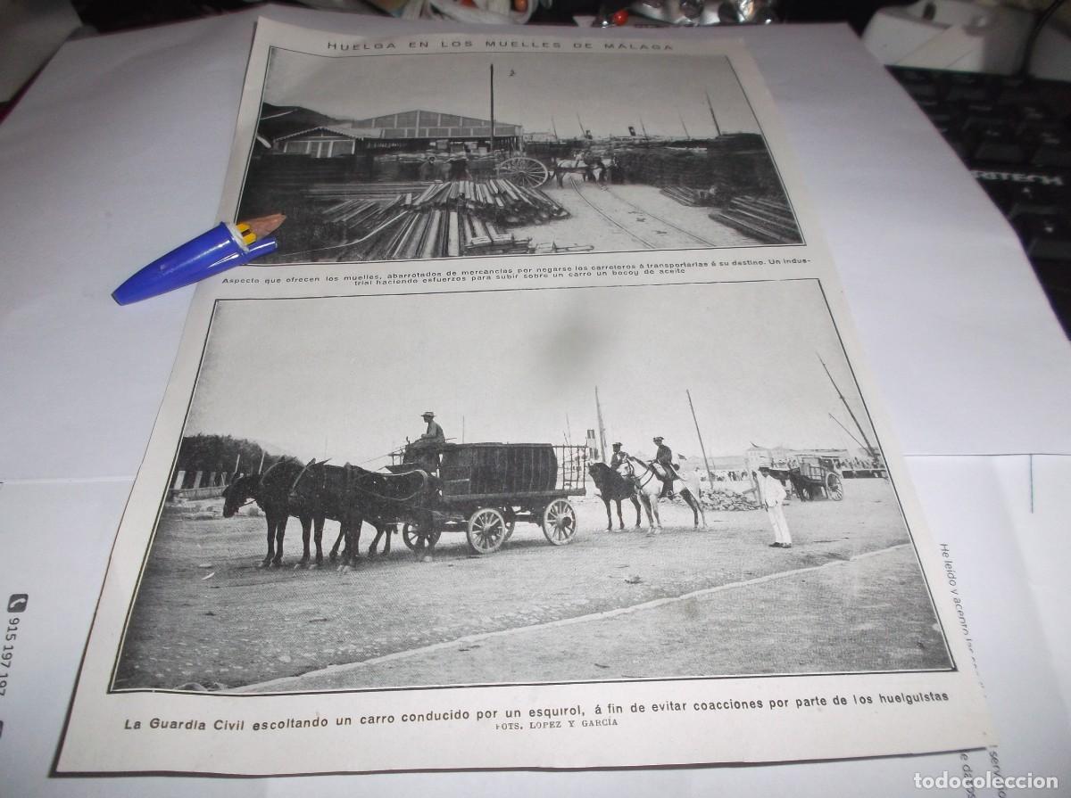 Otros Art&iacute;culos de Coleccionismo en Papel: RECORTE A&Ntilde;O 1912(M&Aacute;LAGA)HUELGA EN LOS MUELLES.GUARDIA CIVIL ESCOLTA UN CARRO /M&Aacute;LAGA Y SUS FIESTAS
