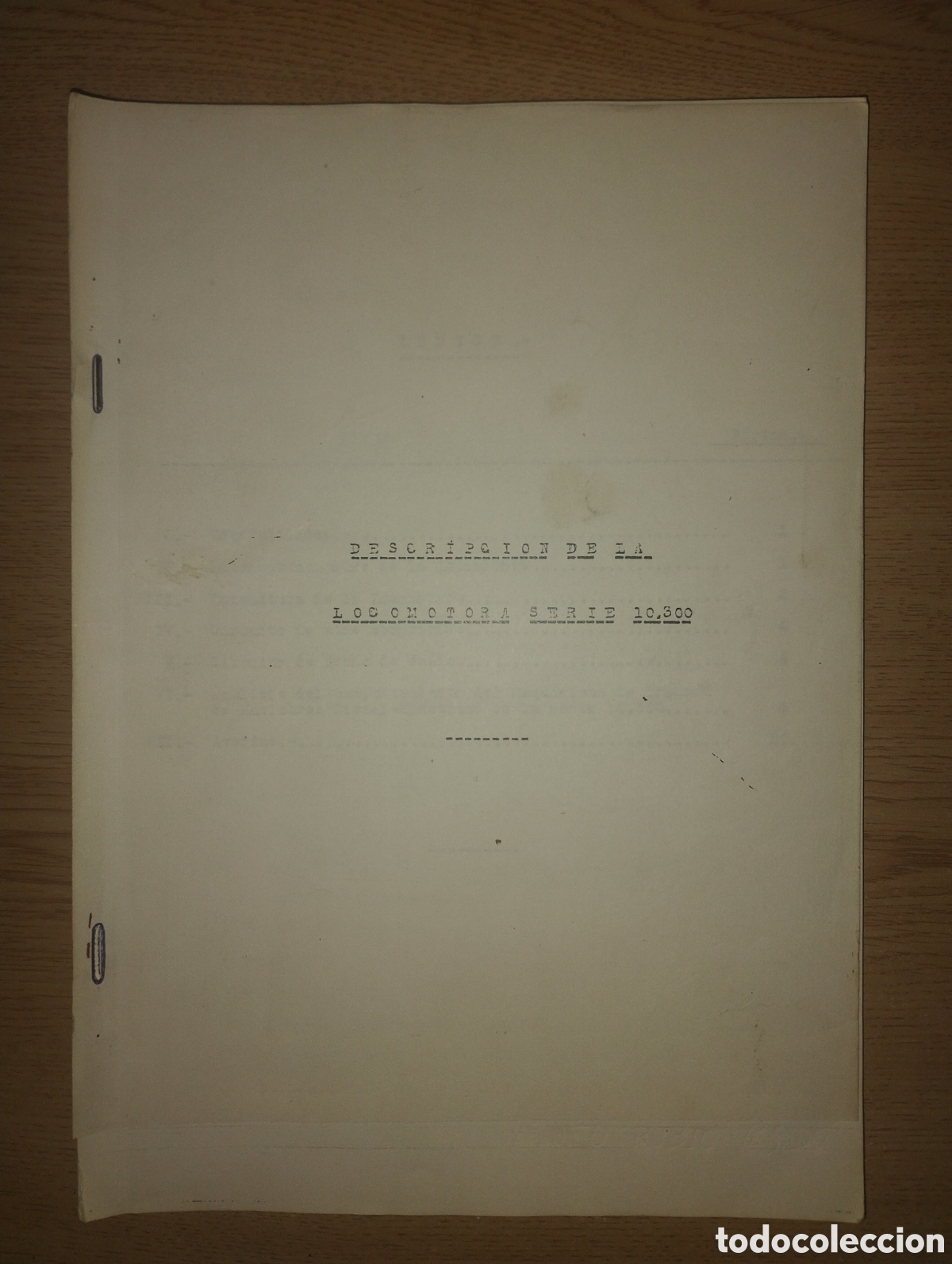 Otros Art&iacute;culos de Coleccionismo en Papel: Descripci&oacute;n Locomotora Serie 10.300