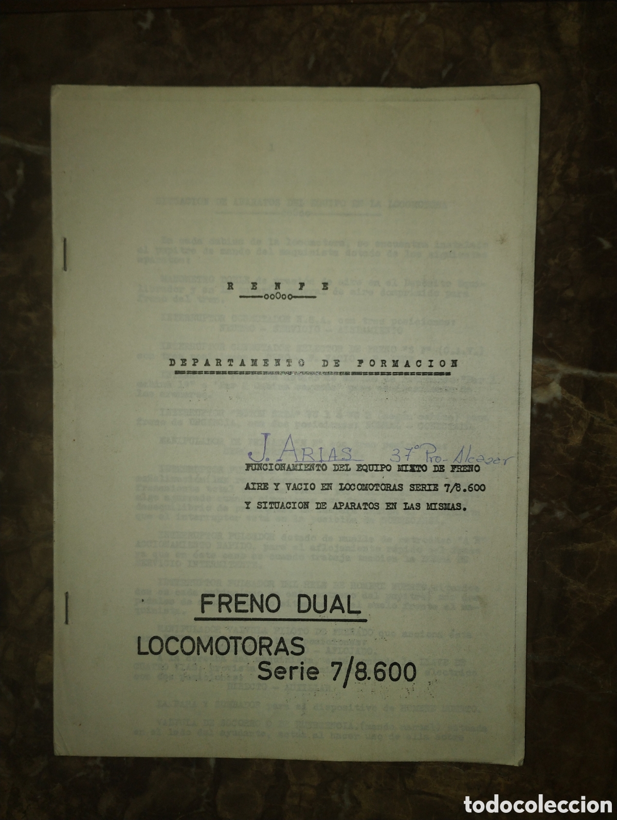 Paper Collecting Others: Manual RENFE Freno Dual Locomotoras Serie 7/8.600