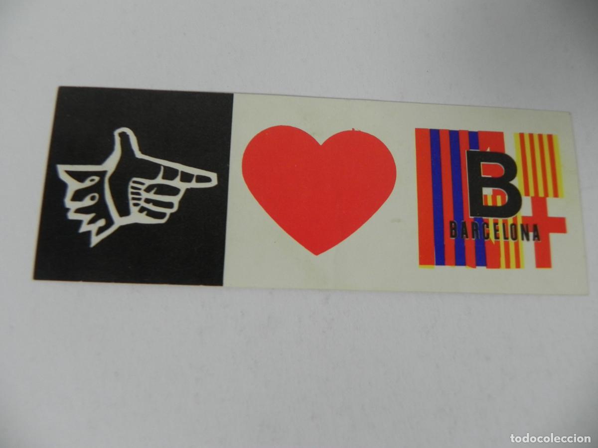 Otros Art&iacute;culos de Coleccionismo en Papel: Pegatina Vintage &rdquo;I Love Barcelona&rdquo; - A&ntilde;os 80/90 - Dise&ntilde;o Ic&oacute;nico - 11x4 cm