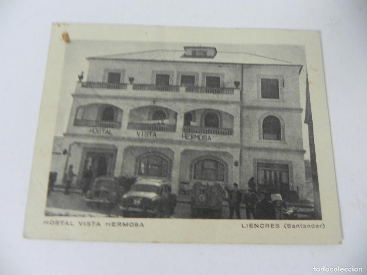 Otros Art&iacute;culos de Coleccionismo en Papel: Antigua Tarjeta Publicitaria Hostal Vista Hermosa - Liencres (Cantabria) - A&ntilde;os 50/60