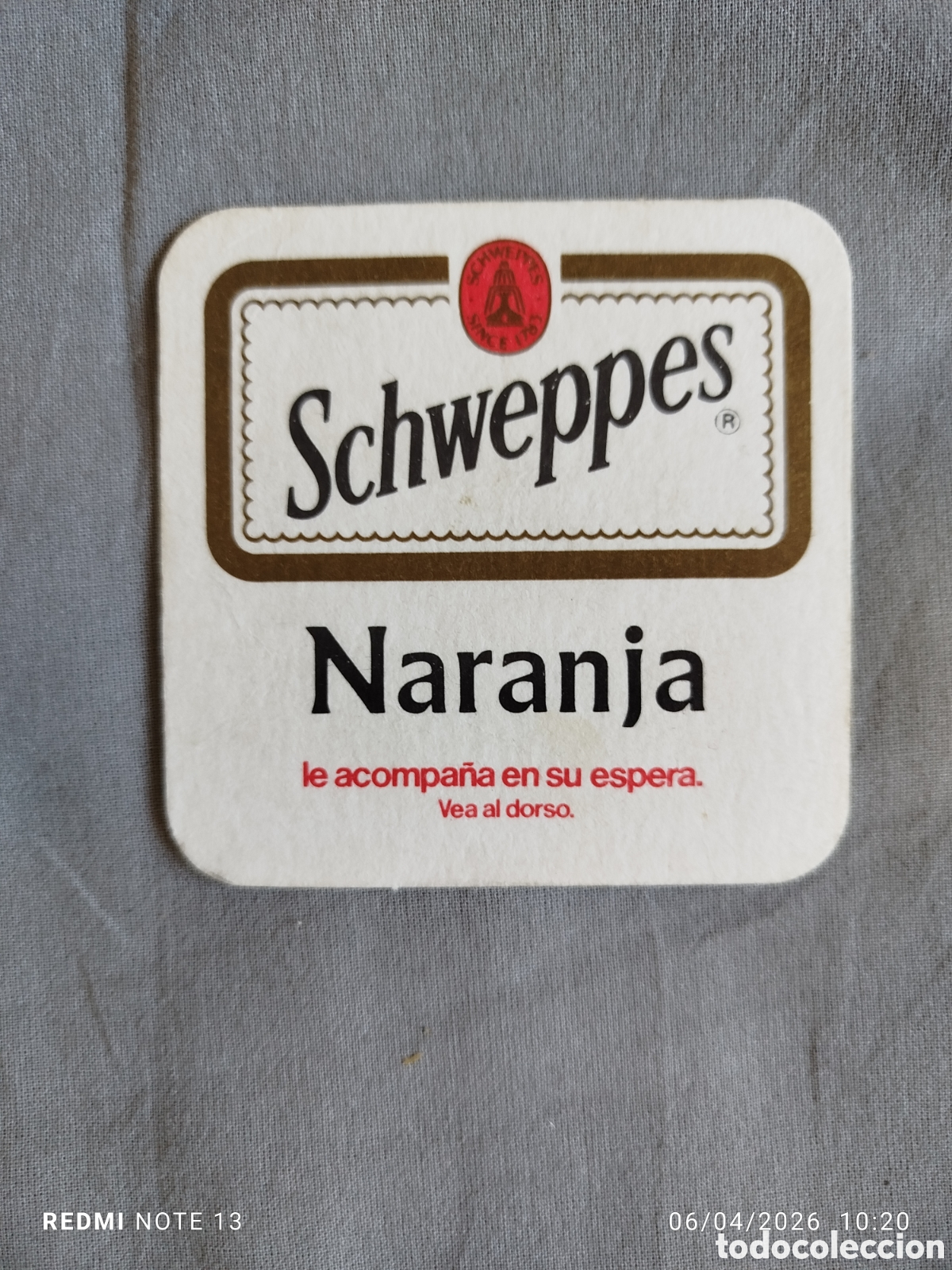Otros Art&iacute;culos de Coleccionismo en Papel: posavasos publicitario bebesas schweppes naranja