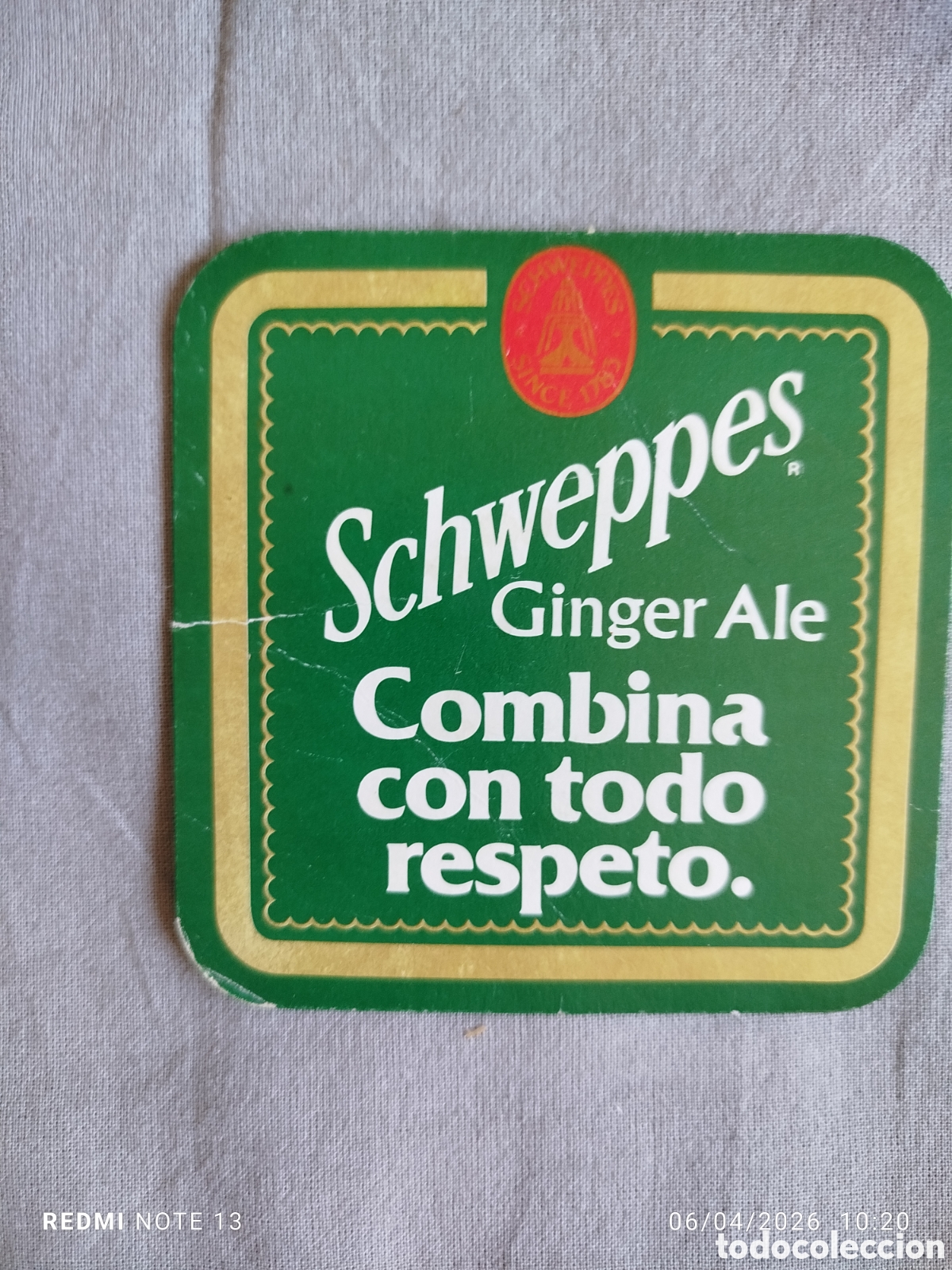 Otros Art&iacute;culos de Coleccionismo en Papel: posavasos publicitario bebesas schweppes ginger ale