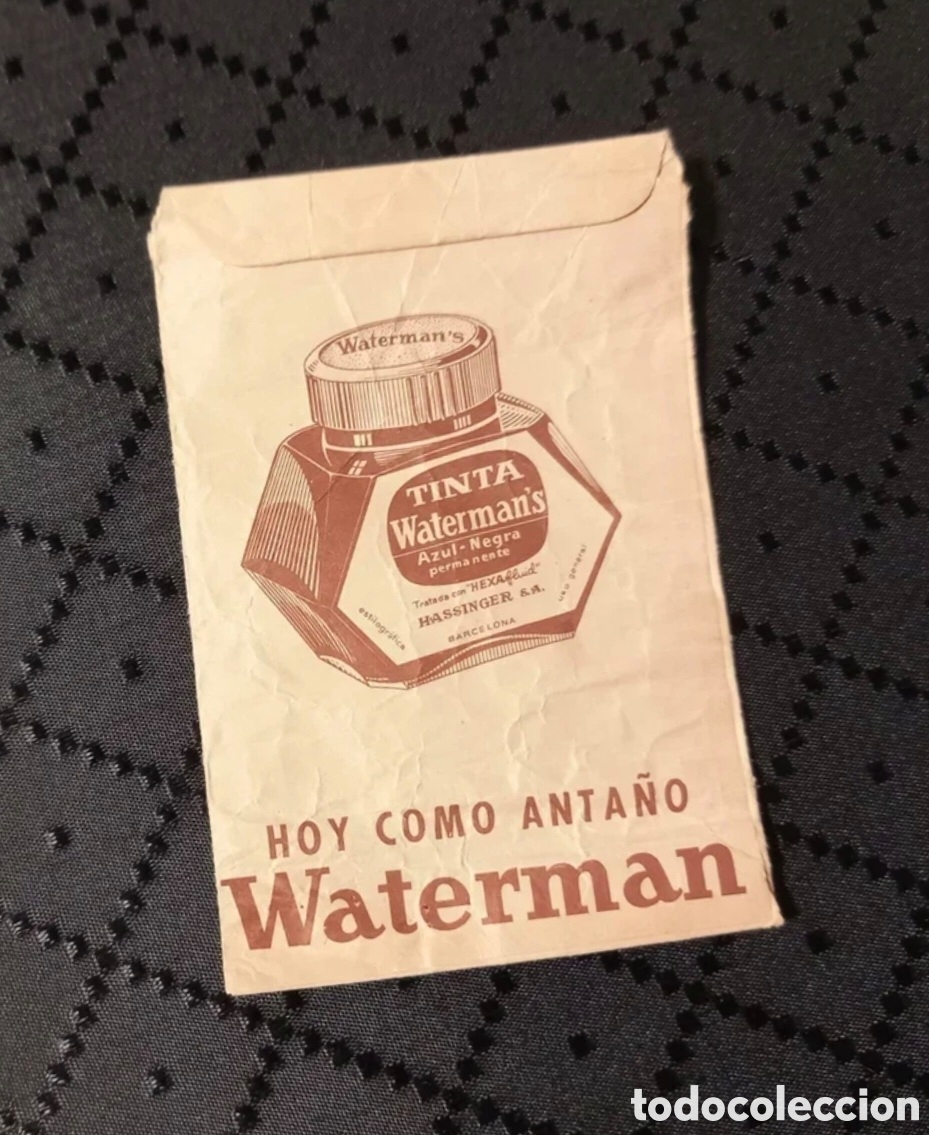 Otros Art&iacute;culos de Coleccionismo en Papel: Sobre Waterman tinta azul-negra a&ntilde;os 60