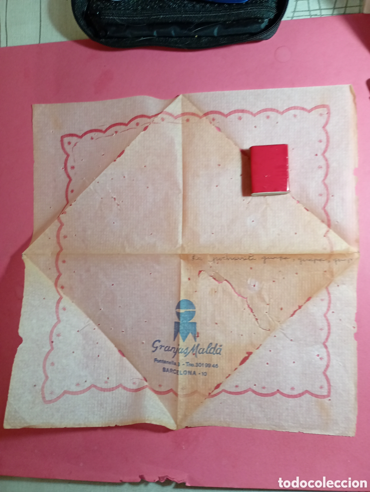 Otros Art&iacute;culos de Coleccionismo en Papel: ANTIGUA BARCELONA SERVILLETA PAPEL DE ''GRANJAS MALD&Aacute;'' C/ FONTANELLA, 3