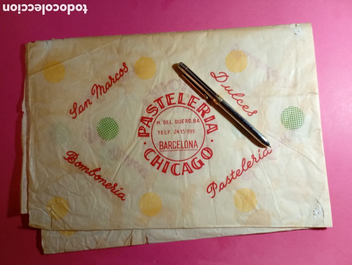 Otros Art&iacute;culos de Coleccionismo en Papel: CHICAGO PASTELER&Iacute;A DULCES SAN MARCOS BOMBONER&Iacute;A MARQU&Eacute;S DEL DUERO 84 BARCELONA HOJA PAPEL ENVOLVER
