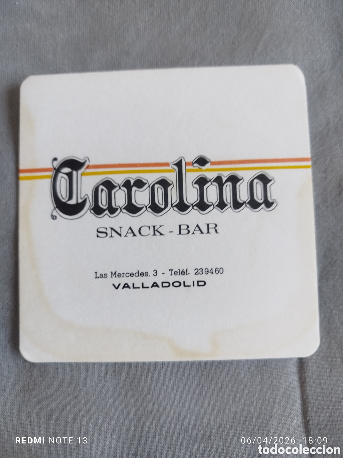 Otros Art&iacute;culos de Coleccionismo en Papel: posavasos -snack-bar carolina valladolid