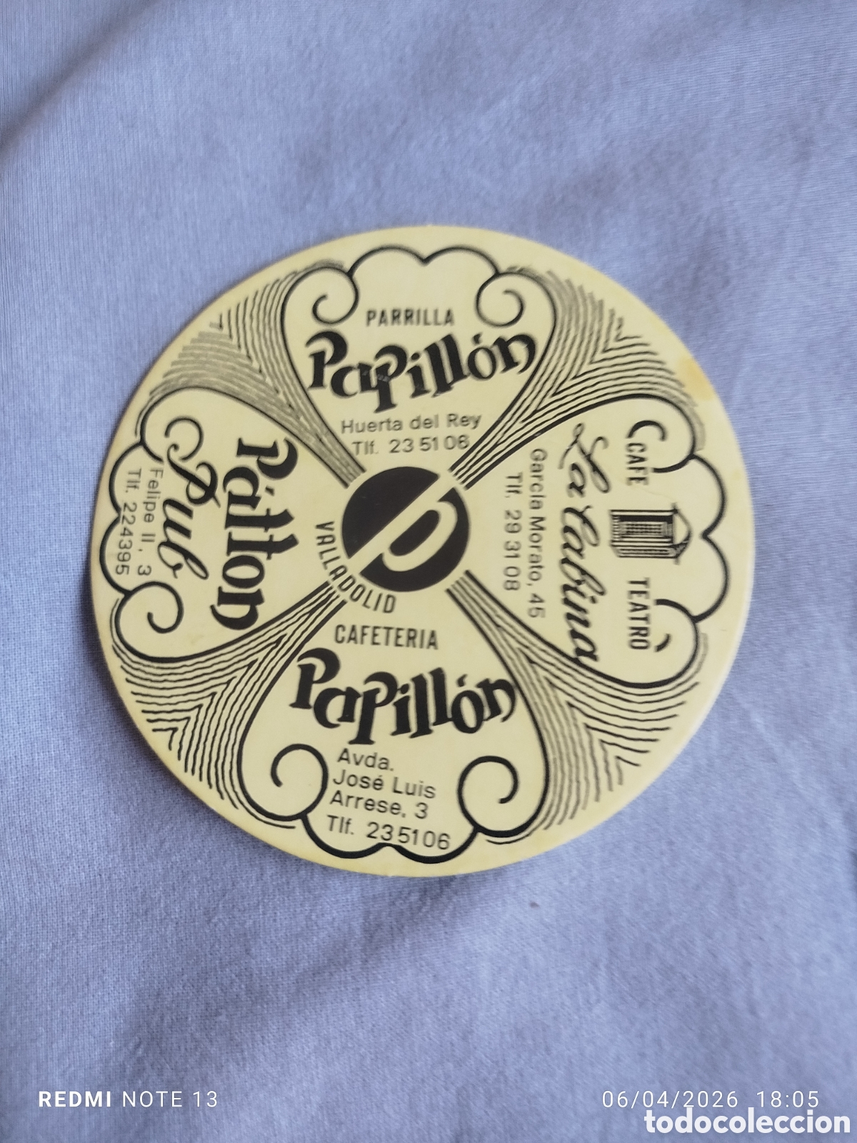 Otros Art&iacute;culos de Coleccionismo en Papel: posavasos -papillon-valladolid