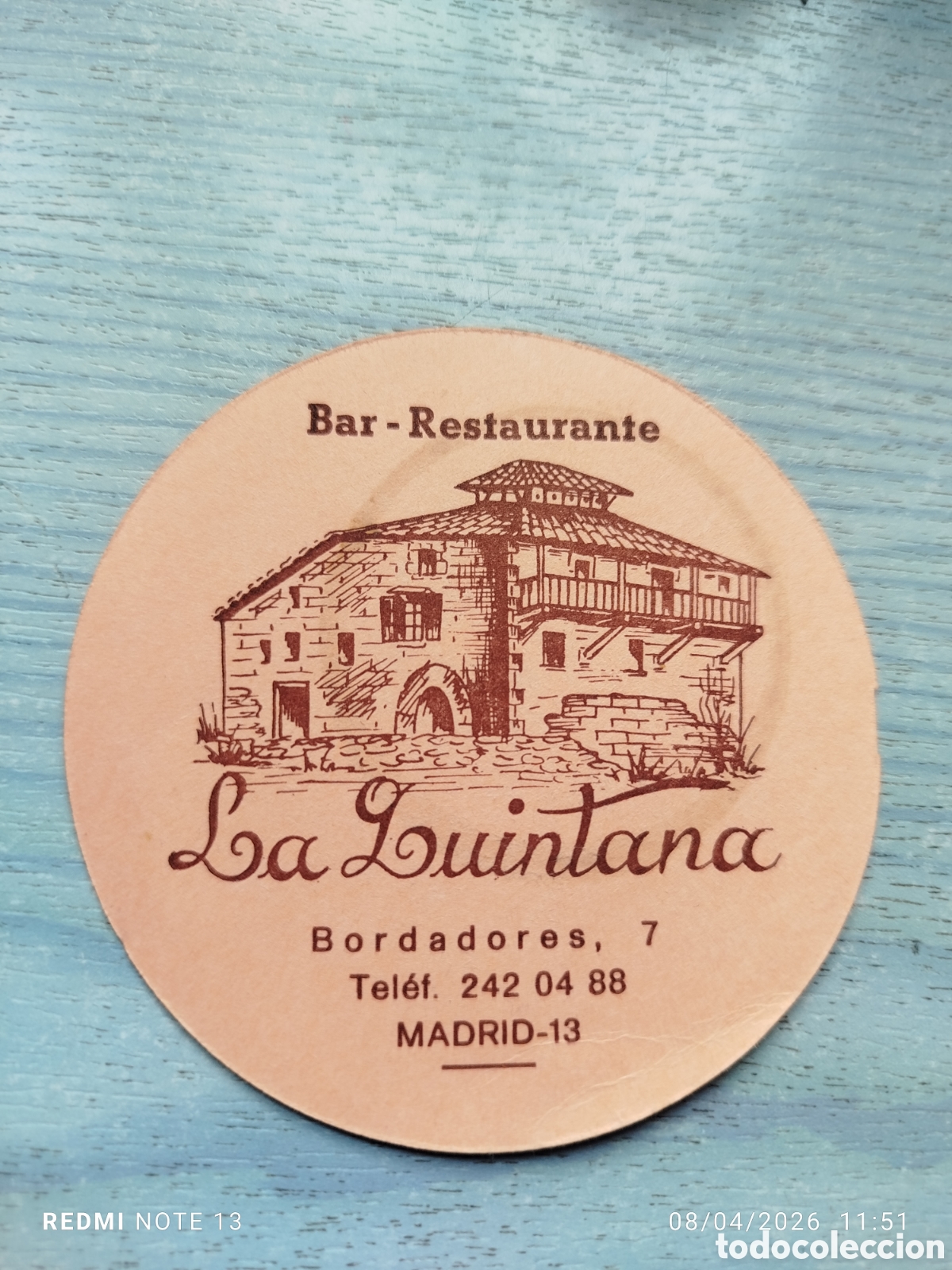 Otros Art&iacute;culos de Coleccionismo en Papel: posavasos -BAR LA QUINTANA-madrid