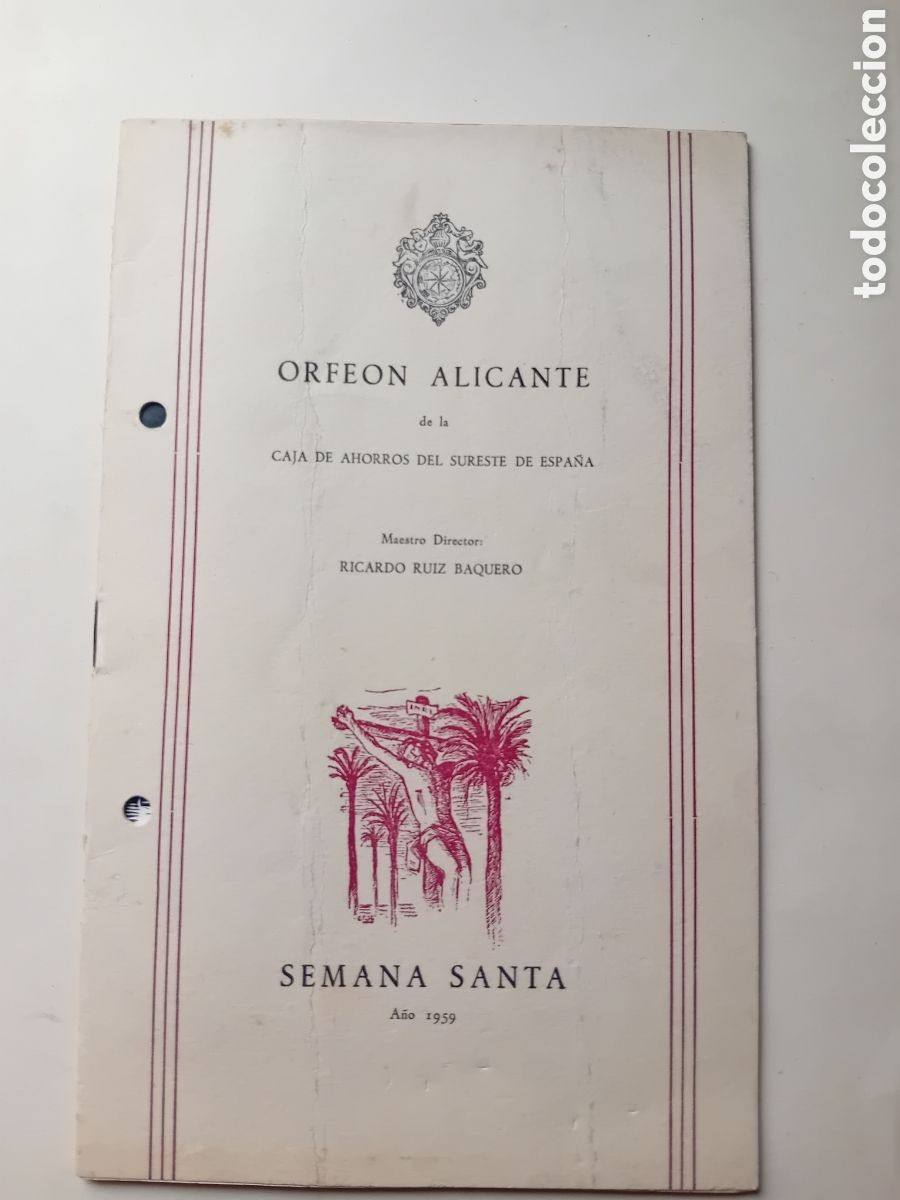 Otros Art&iacute;culos de Coleccionismo en Papel: libreto concierto lorfeon de Alicante Semana Santa a&ntilde;o 1959.