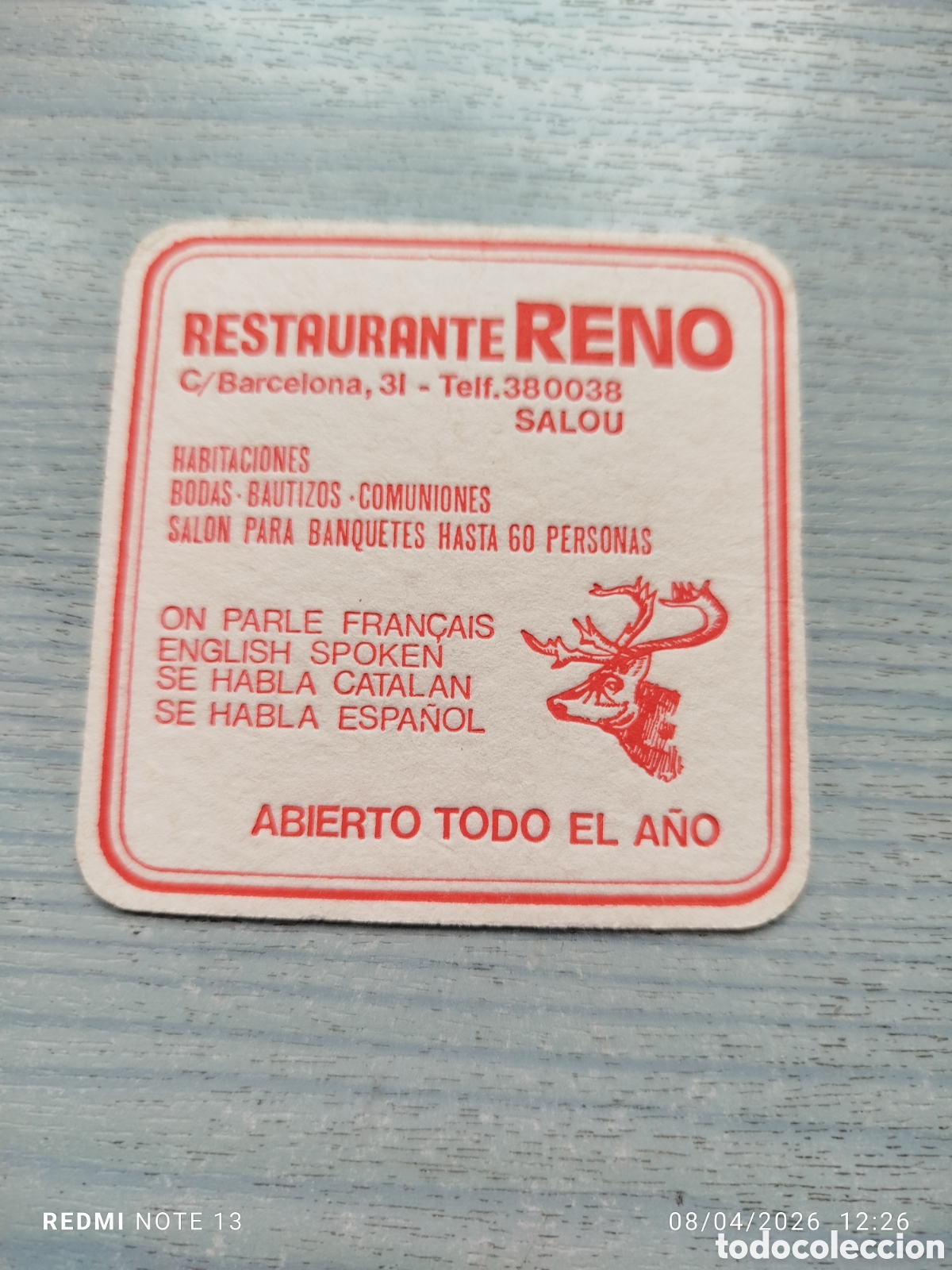 Otros Art&iacute;culos de Coleccionismo en Papel: posavasos -restaurante reno--salou