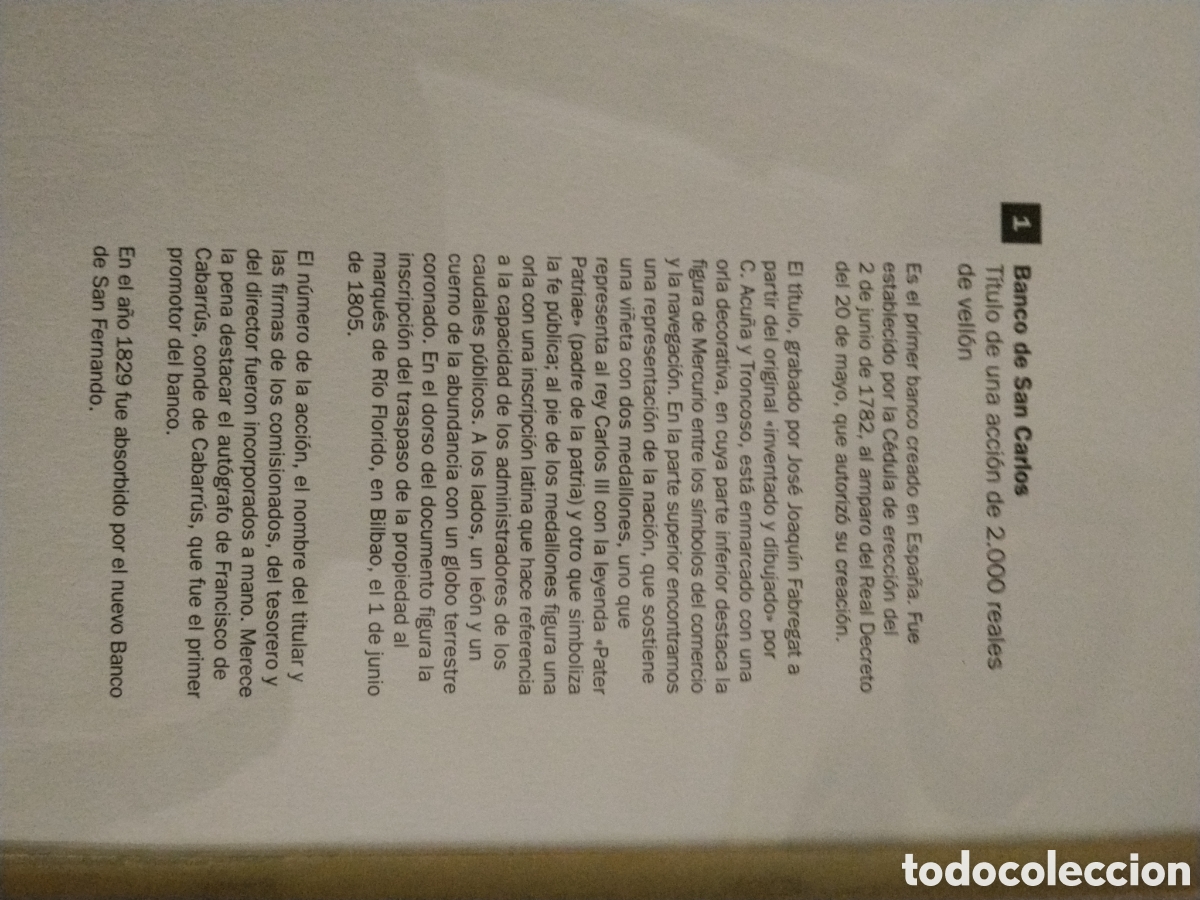 Sammelleidenschaft Andere Papierartikel: Antiguo t&iacute;tulo del Banco de San Carlos &ndash; Acci&oacute;n de 2.000 reales de vell&oacute;n &ndash; CANCELADA &ndash; Documento hi
