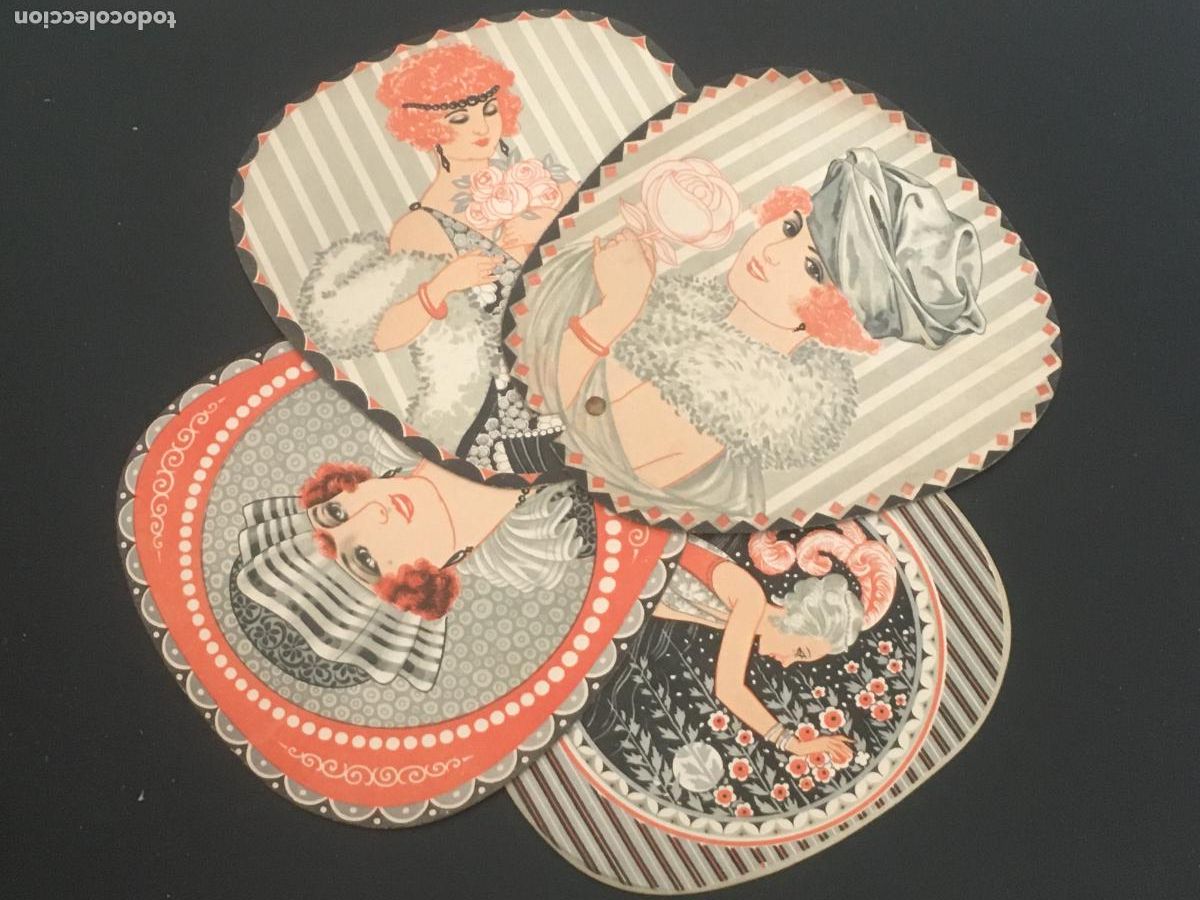 Otros Art&iacute;culos de Coleccionismo en Papel: precioso abanico paypay modernista de carton de 4 hojas perfecto estado como nuevo